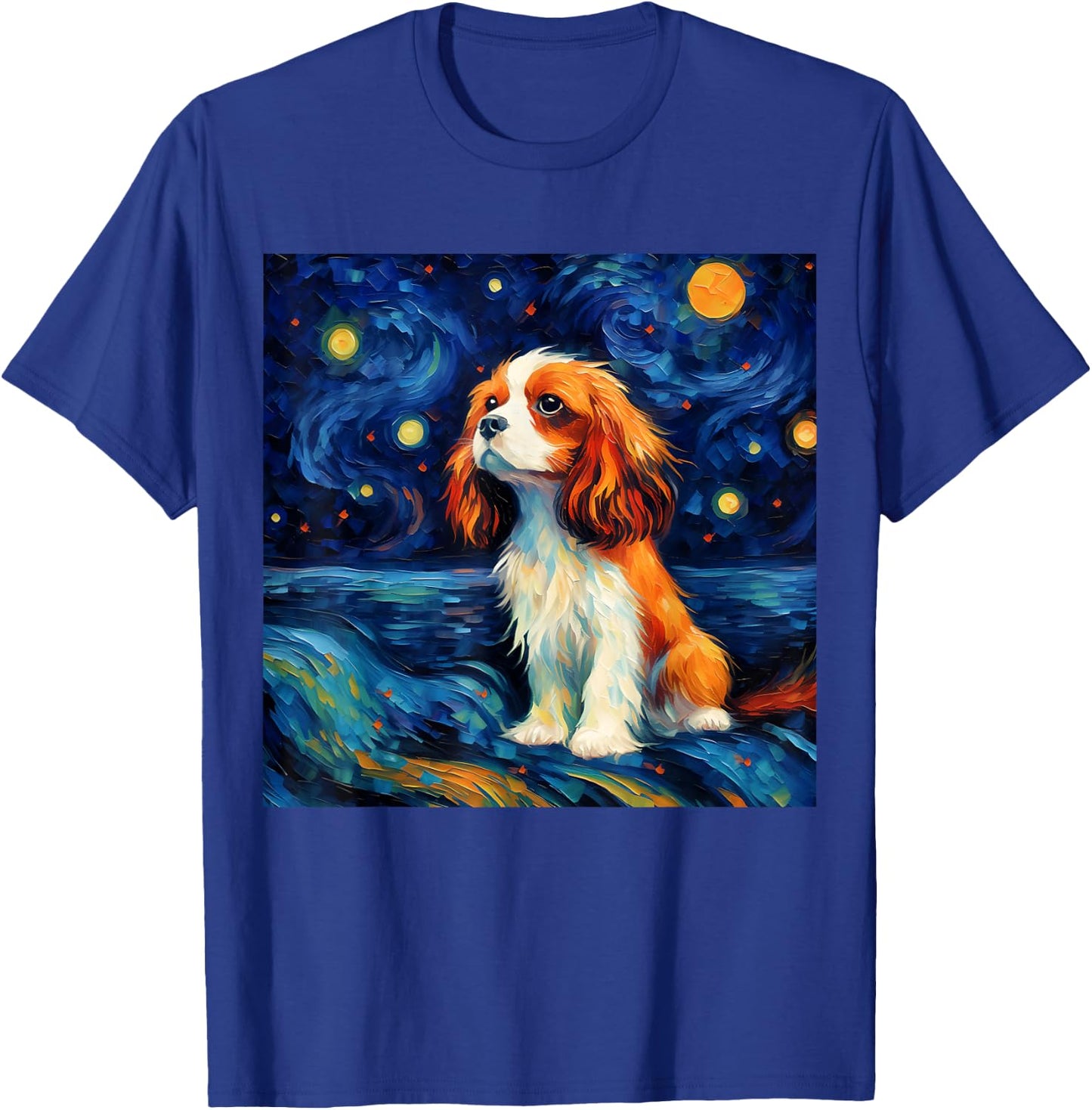 Surreal Starry Night Cavalier King Charles Spaniel Dog T-Shirt - T-Shirt | Royal