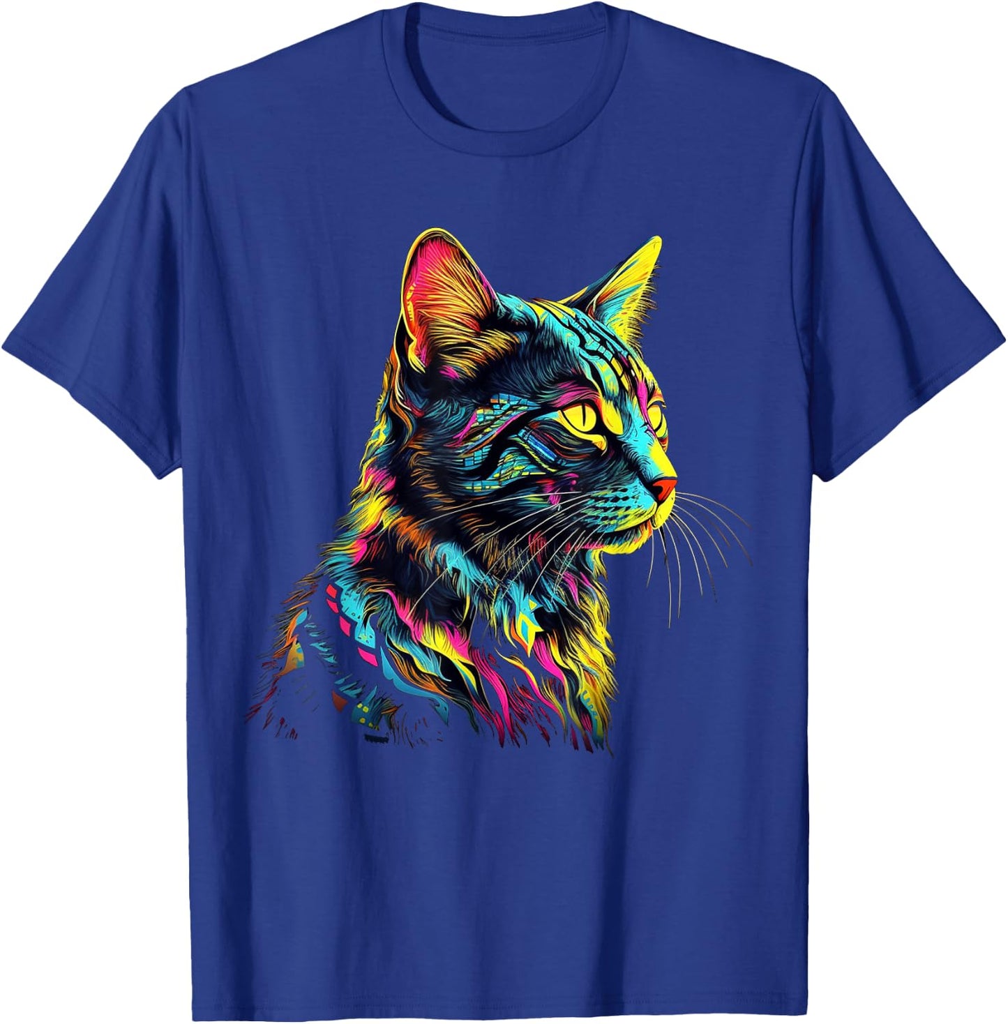 Colourful Art Cat Motif Animal Cat Men Women Kids T-Shirt - T-Shirt | Royal