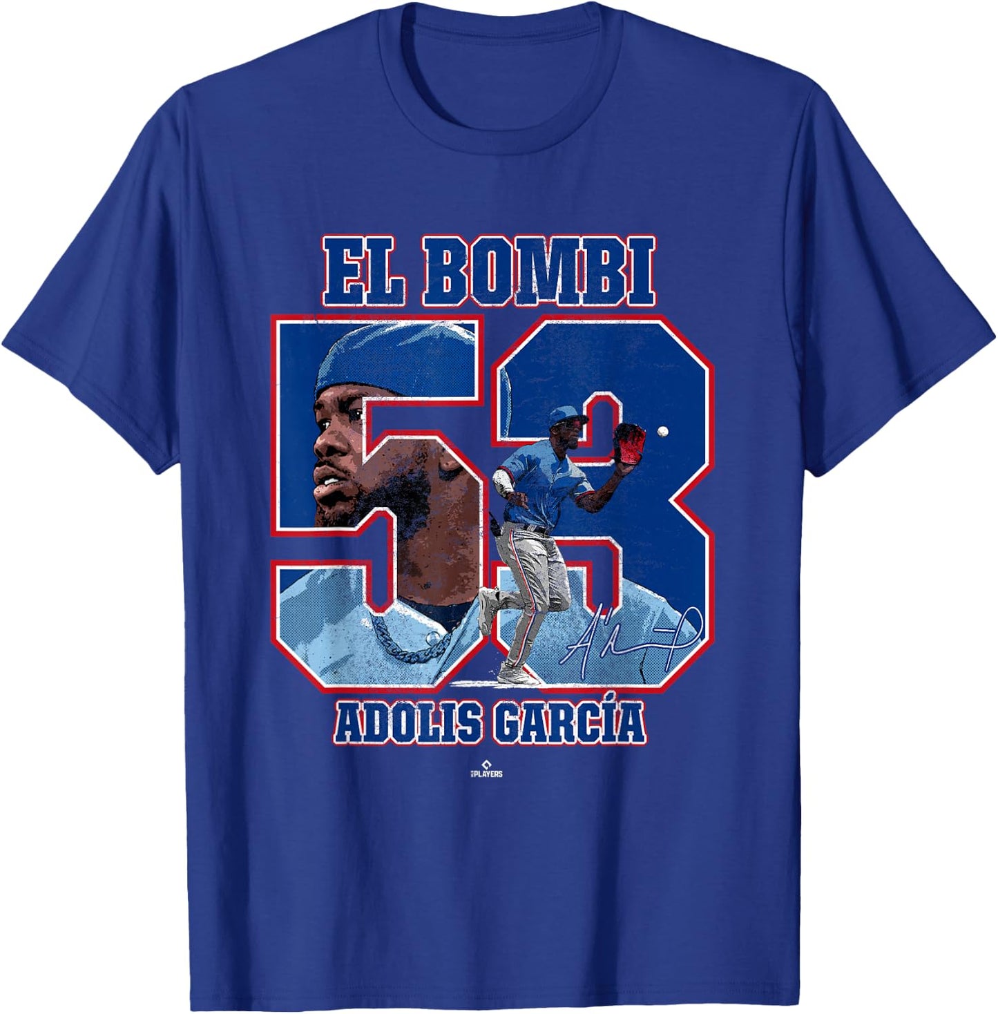 El Bombi Adolis Garcia Texas MLBPA T-Shirt - T-Shirt | Royal
