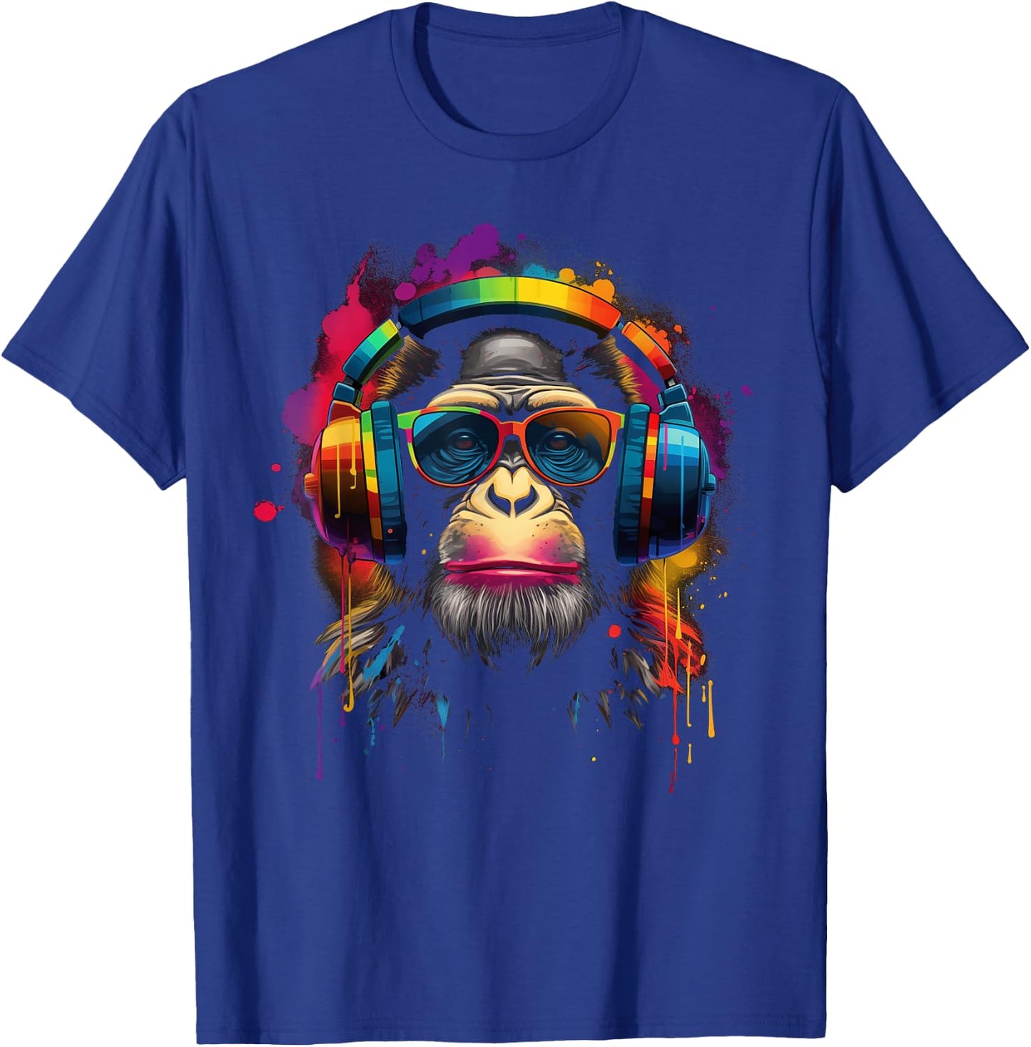 DJ Monkey with sunglasses and headphones funny DJ monkey T-Shirt - T-Shirt | Royal
