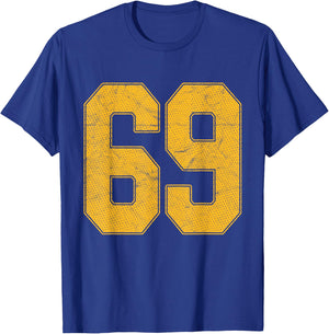 Number 69 Numbered Uniform Sports Team Jersey 69th Birthday T-Shirt - T-Shirt | Royal