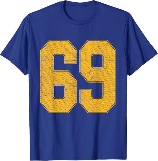 Number 69 Numbered Uniform Sports Team Jersey 69th Birthday T-Shirt - T-Shirt | Royal