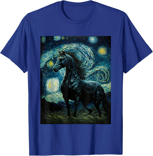 Horse Starry Night, Van Gogh Horse, Horse Lovers T-Shirt - T-Shirt | Royal