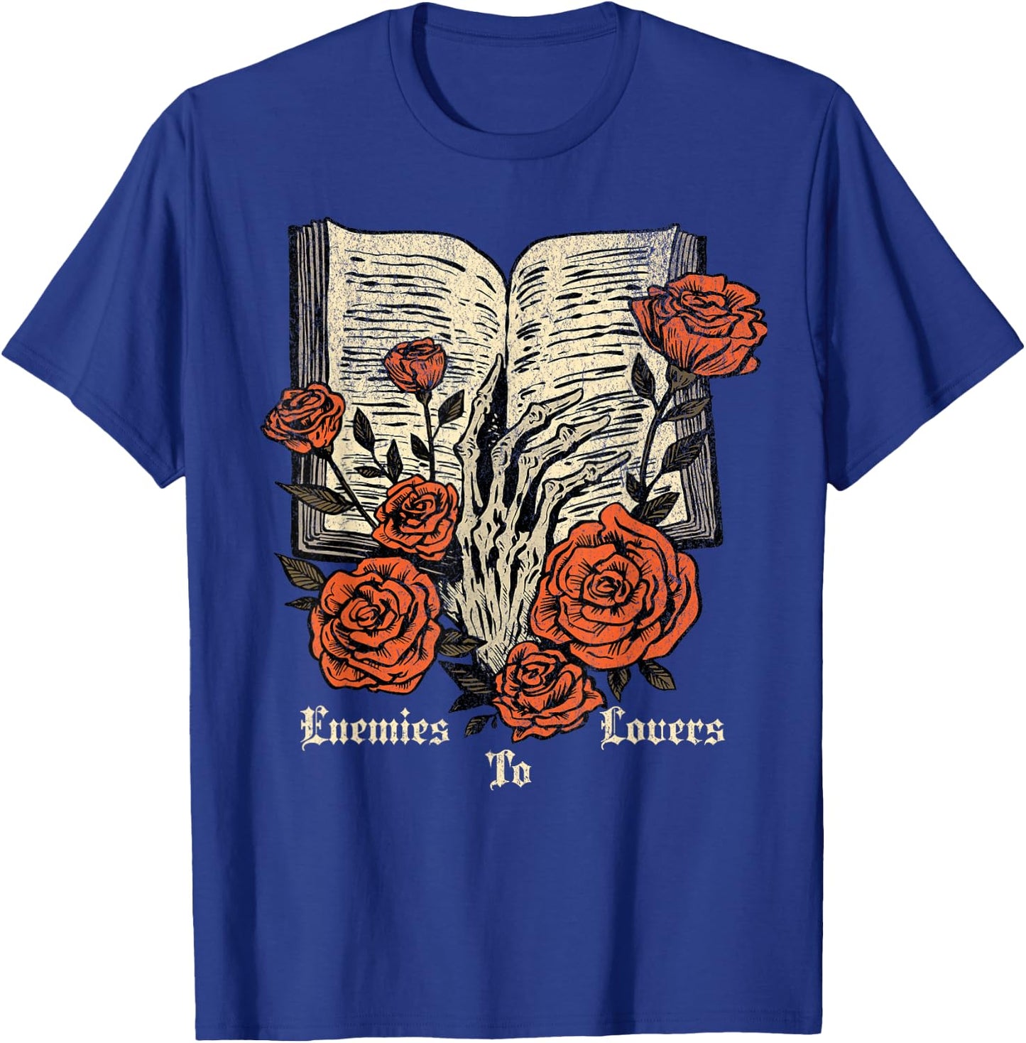 Enemies to Lovers Book Reader Roses Bookish Booktok Retro T-Shirt - T-Shirt | Royal