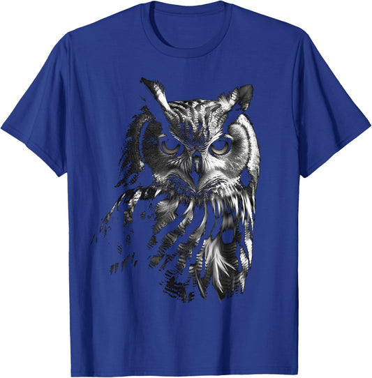 Owl Artwork - Bird Art Animal Owl T-Shirt - T-Shirt | Royal