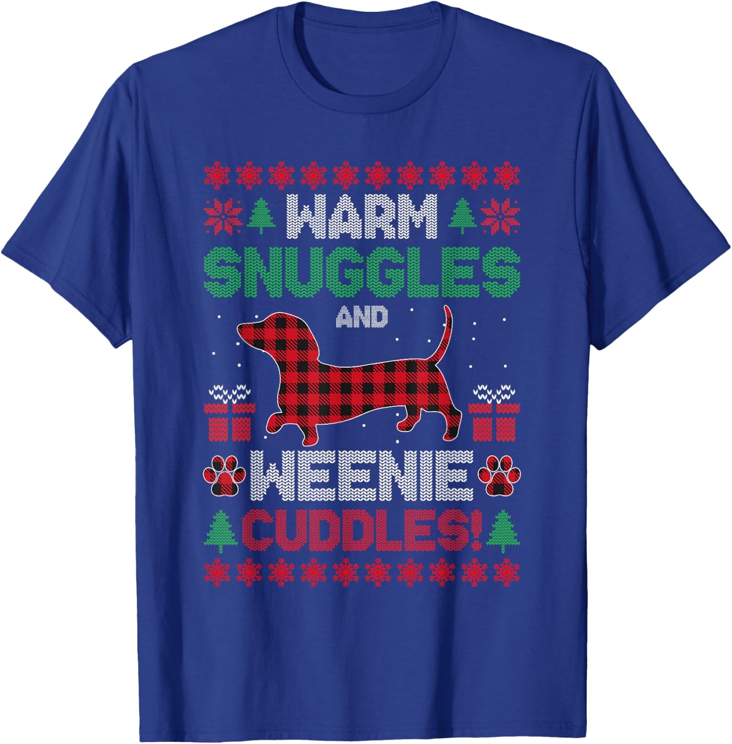 Weenie Dog Christmas Pajama Shirt Cute Weiner Ugly Christmas Men Women Kids T-Shirt - T-Shirt | Royal