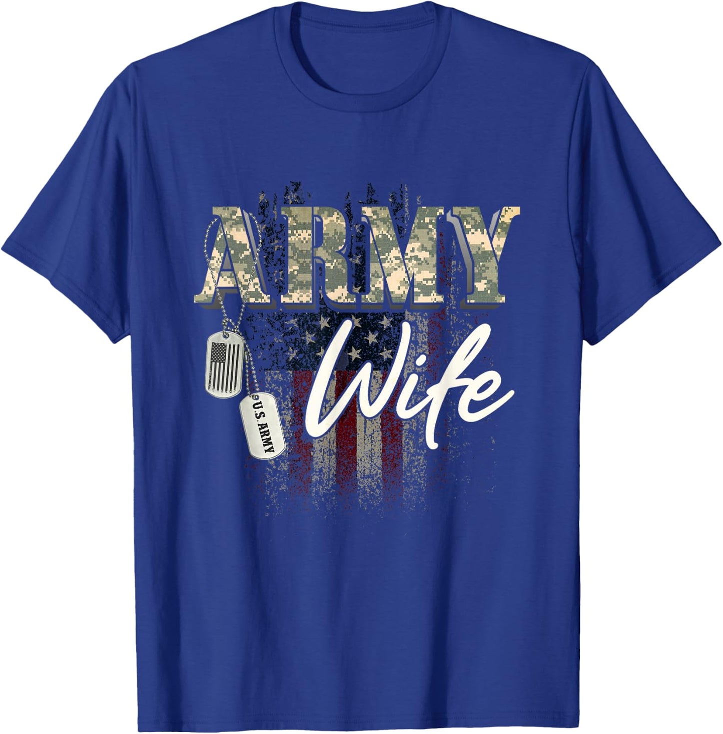 Proud Army Wife American Veteran Military Gift T-Shirt - T-Shirt | Royal