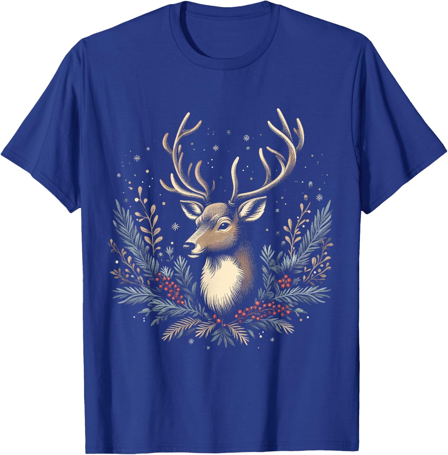 Christmas Reindeer Merry Christmas Xmas Morning Holiday T-Shirt - T-Shirt | Royal