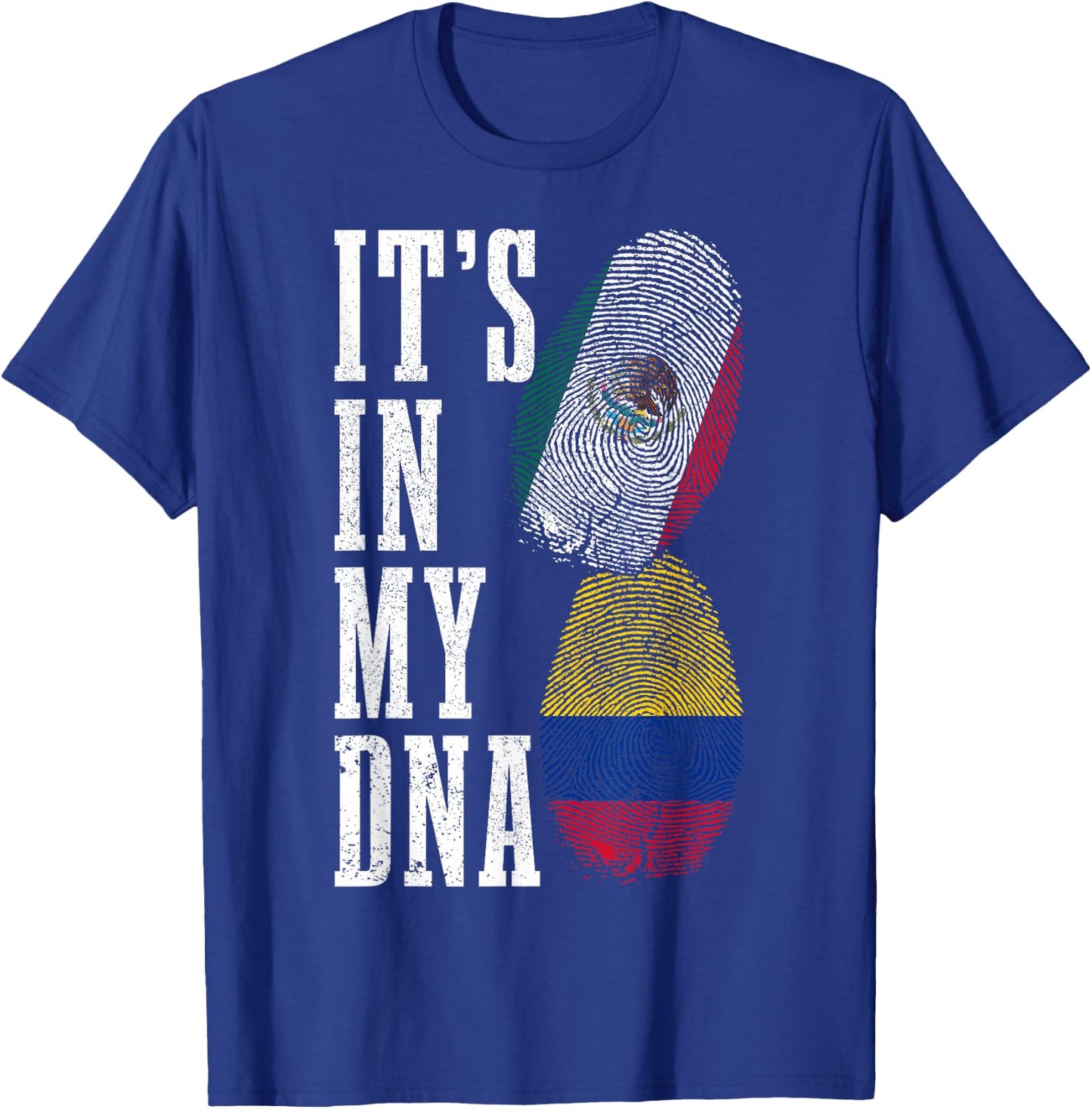 Mexico Colombia It's In My DNA Mexican Colombian Flag Pride T-Shirt - T-Shirt | Royal