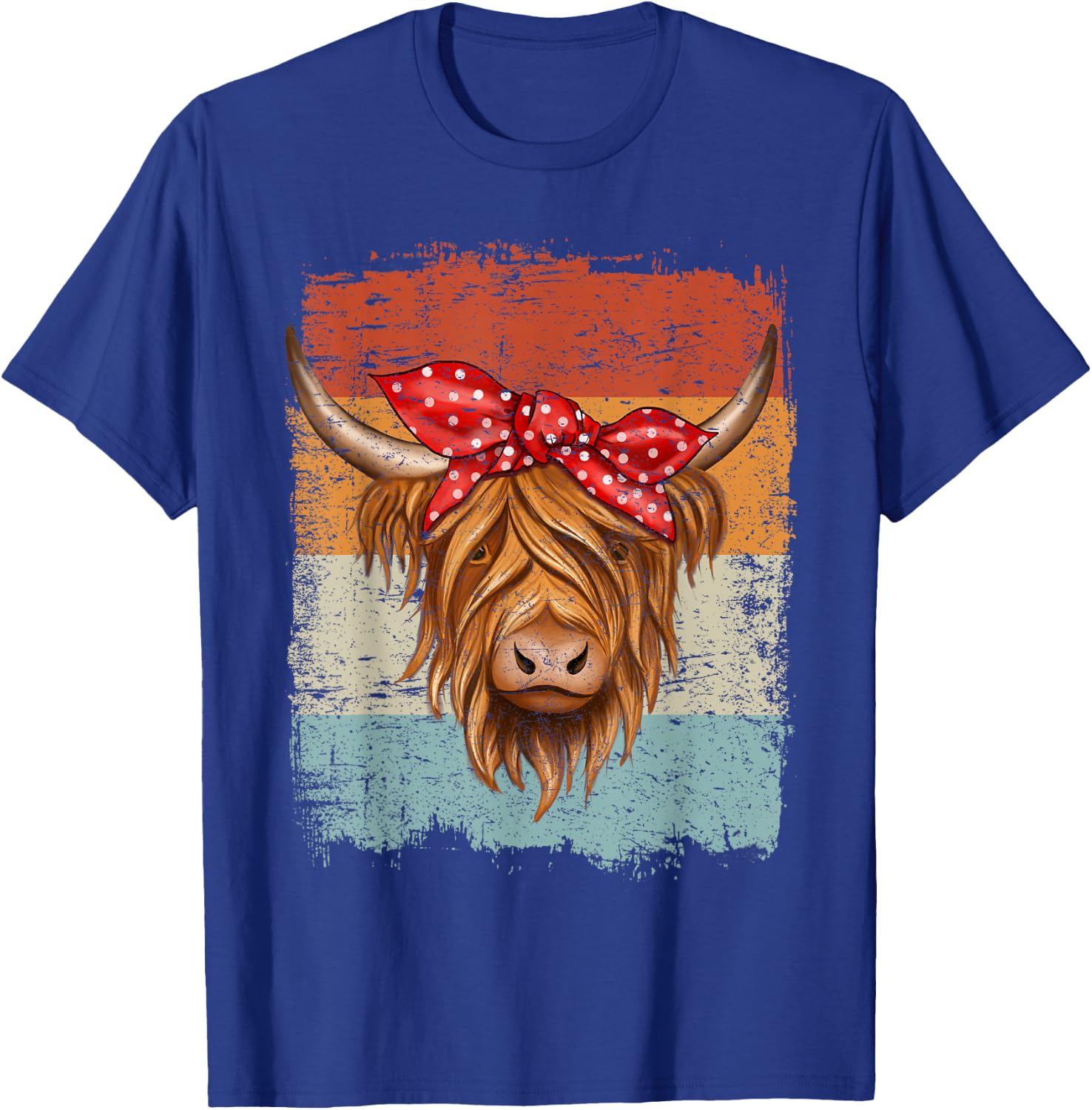 Scottish Highland Cow Cattle Hairy Cow Flowers Woman T-Shirt - T-Shirt | Royal