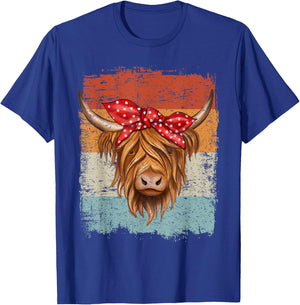 Scottish Highland Cow Cattle Hairy Cow Flowers Woman T-Shirt - T-Shirt | Royal