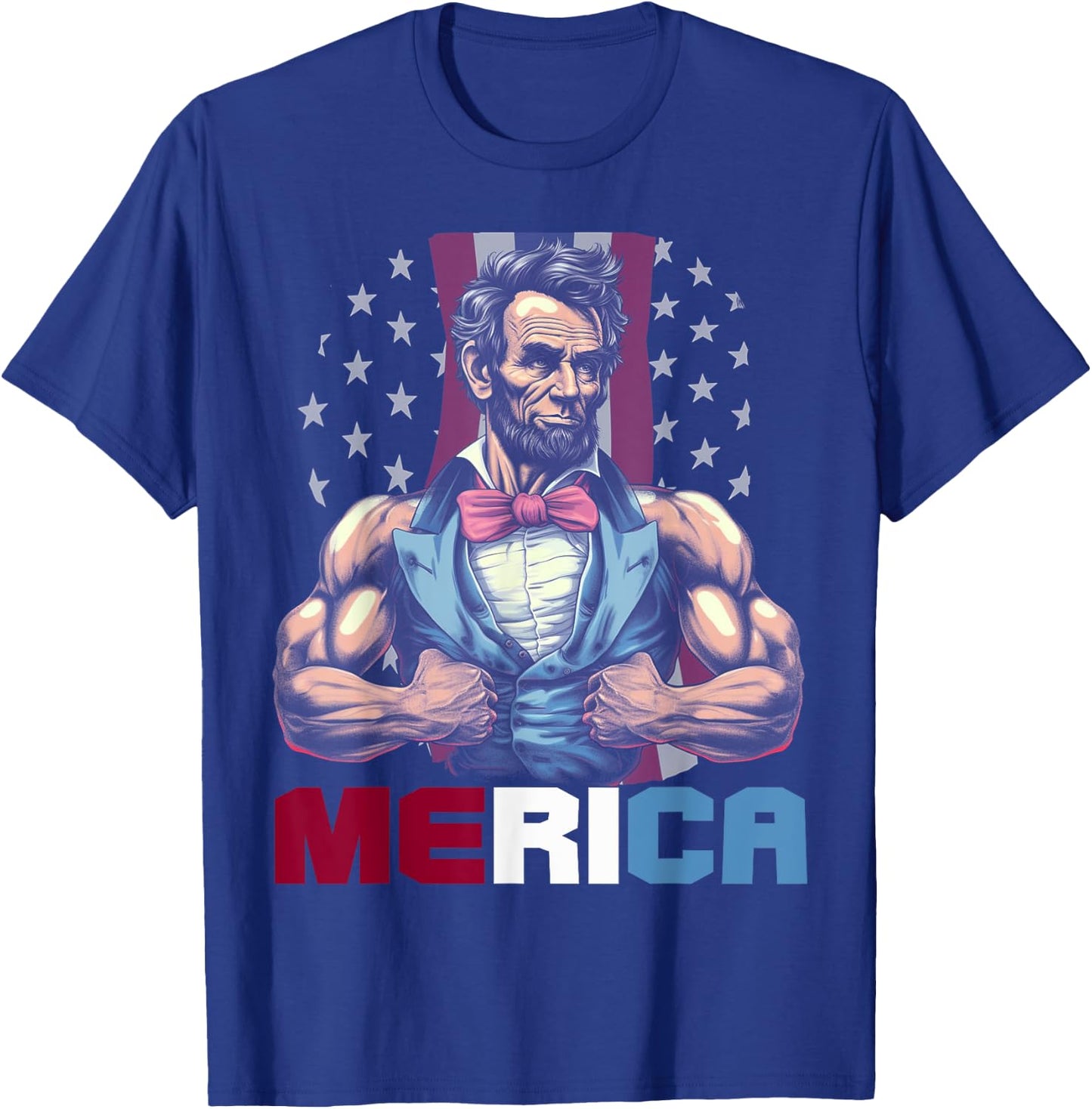 USA 4th Of July, Abraham Lincoln Funny Workout Muscles Women Kids Men T-Shirt - T-Shirt | Royal
