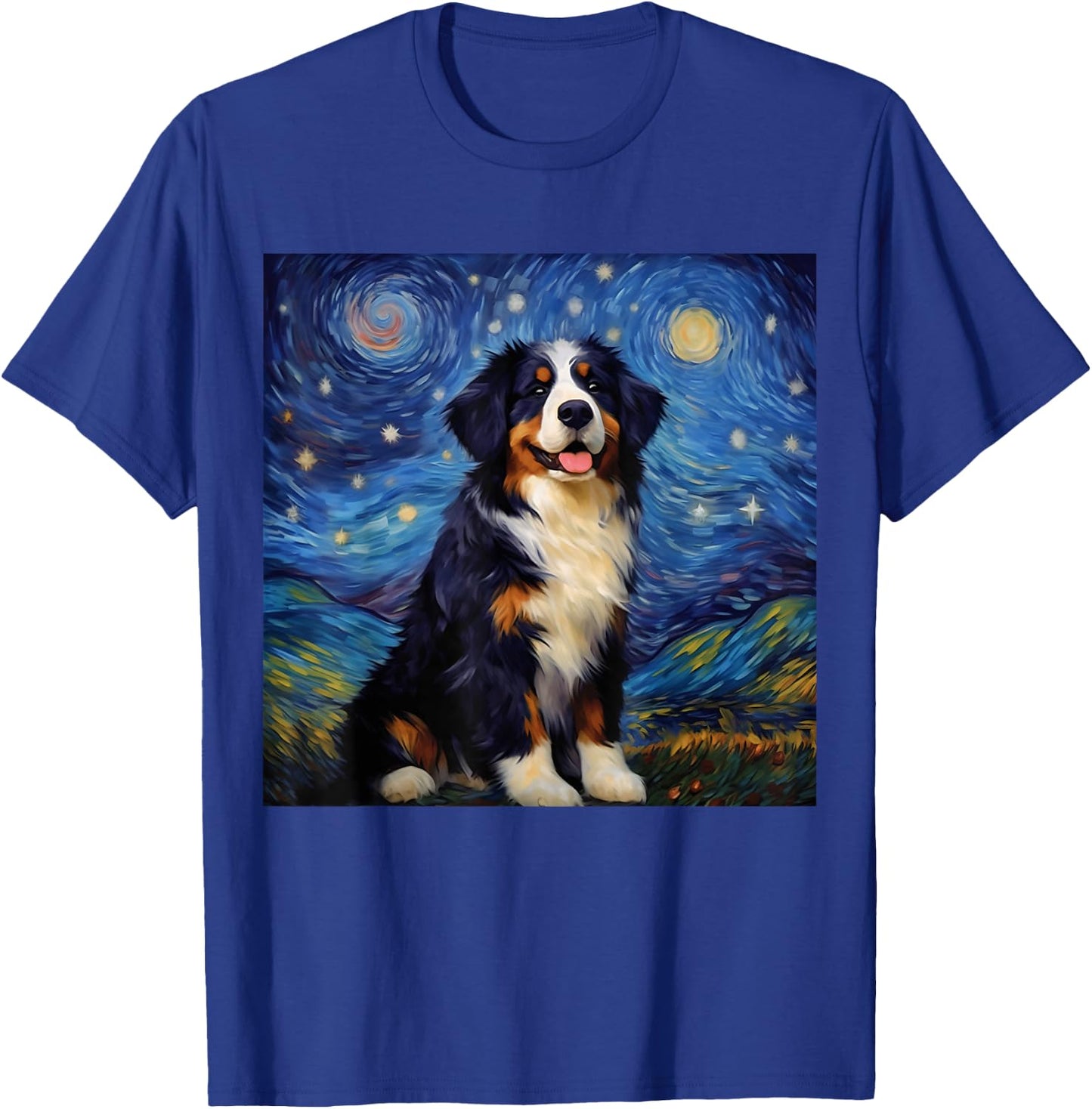 Surreal Starry Night Bernese Mountain Dog T-Shirt - T-Shirt | Royal