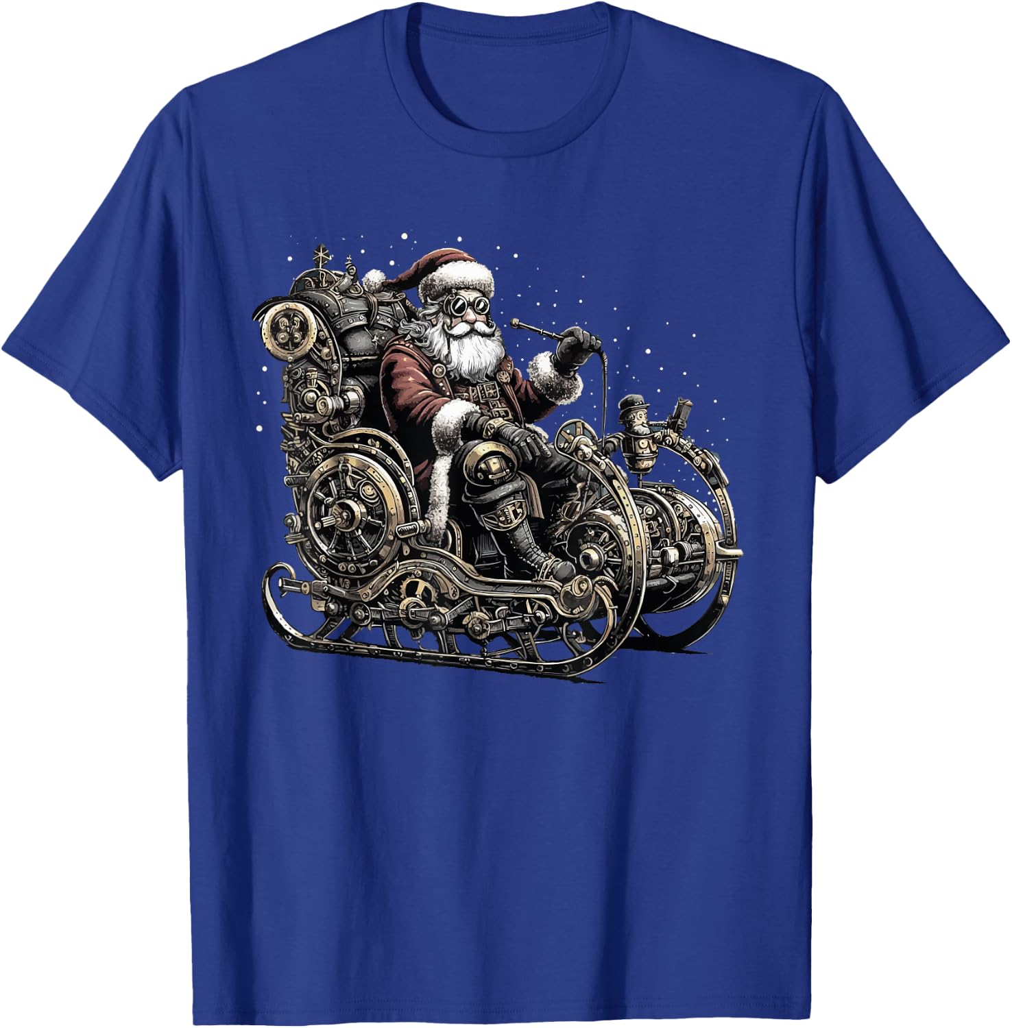 Retro Steampunk Santa Snowman Christmas Fantasy Sci-fi T-Shirt - T-Shirt | Royal