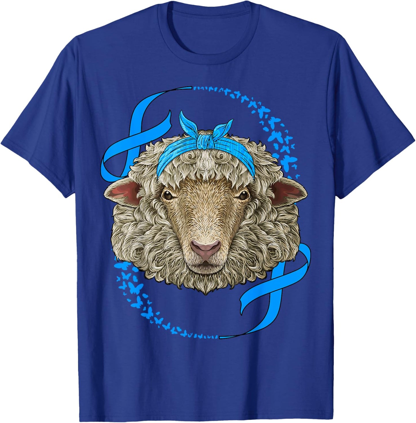 Sheep Diabetes Awareness Blue Bandana T1D Survivor T-Shirt - T-Shirt | Royal