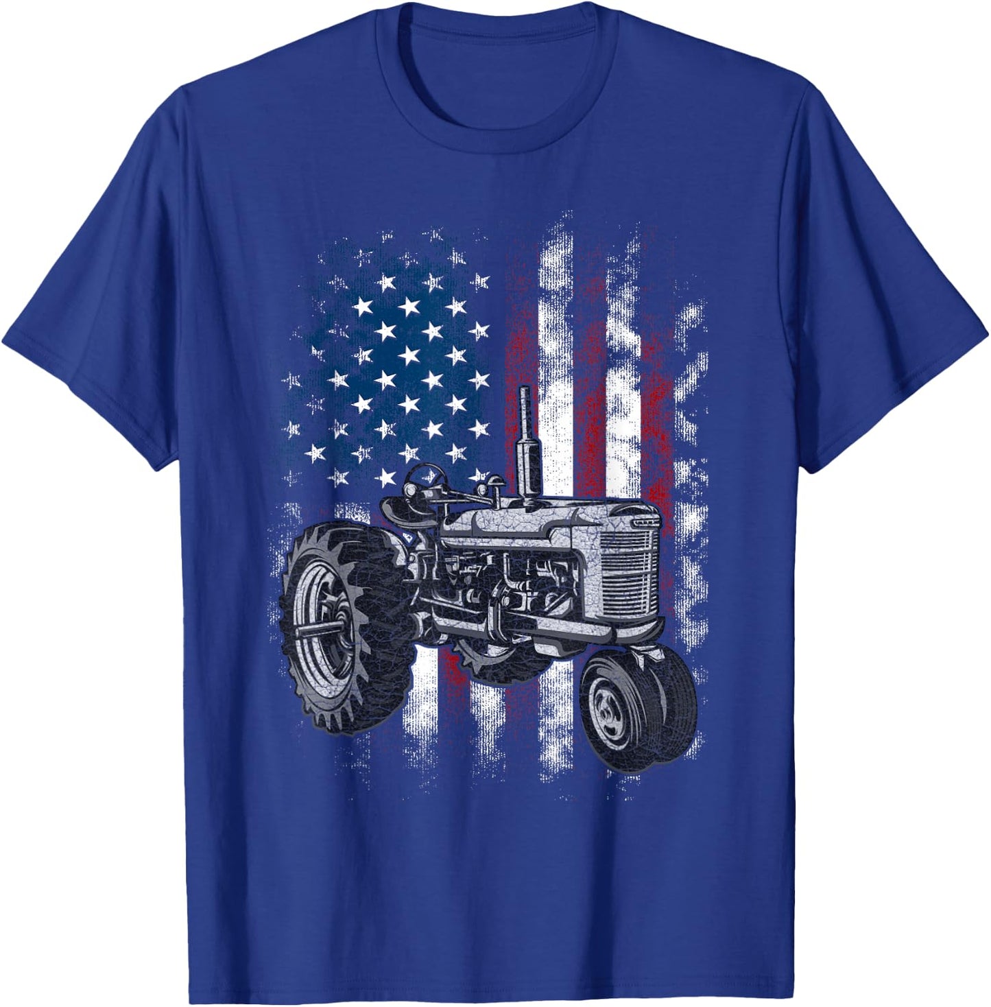 Patriotic Tractor American Flag Tractor Farm USA Farming T-Shirt - T-Shirt | Royal
