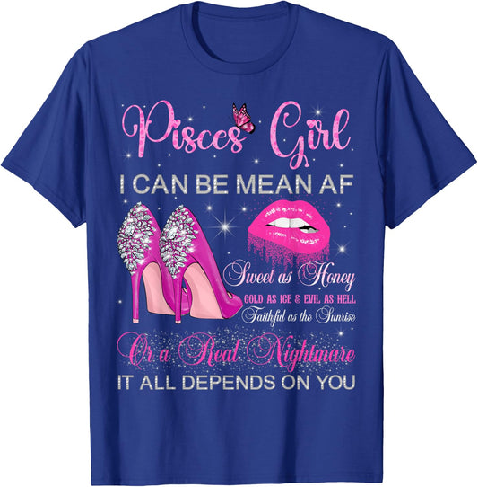 Pisces Girl Birthday High Heels Dripping Lips Women T-Shirt - T-Shirt | Royal