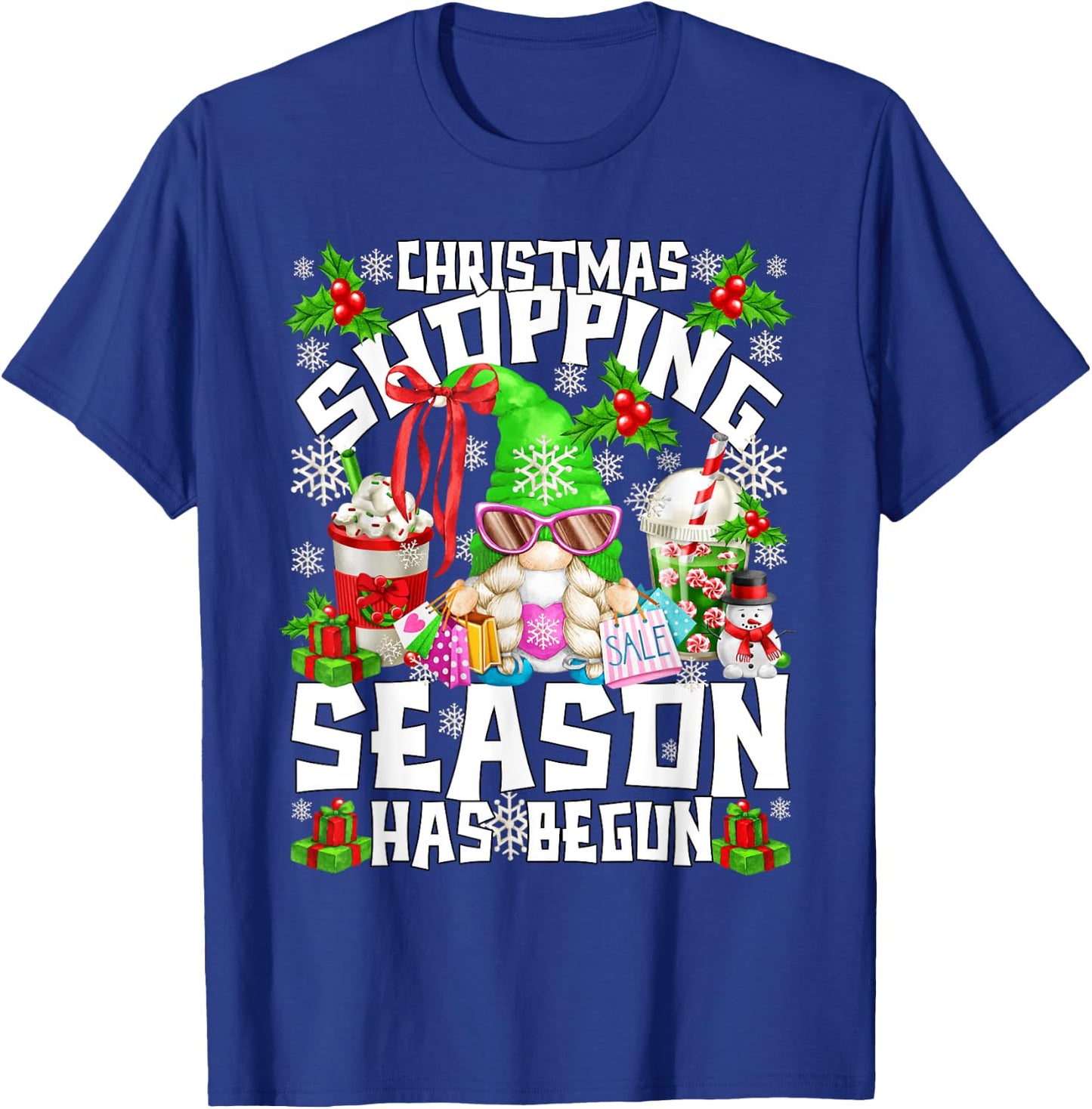 Christmas Shopping With My Gnomes Funny Coffee Mom T-Shirt - T-Shirt | Royal