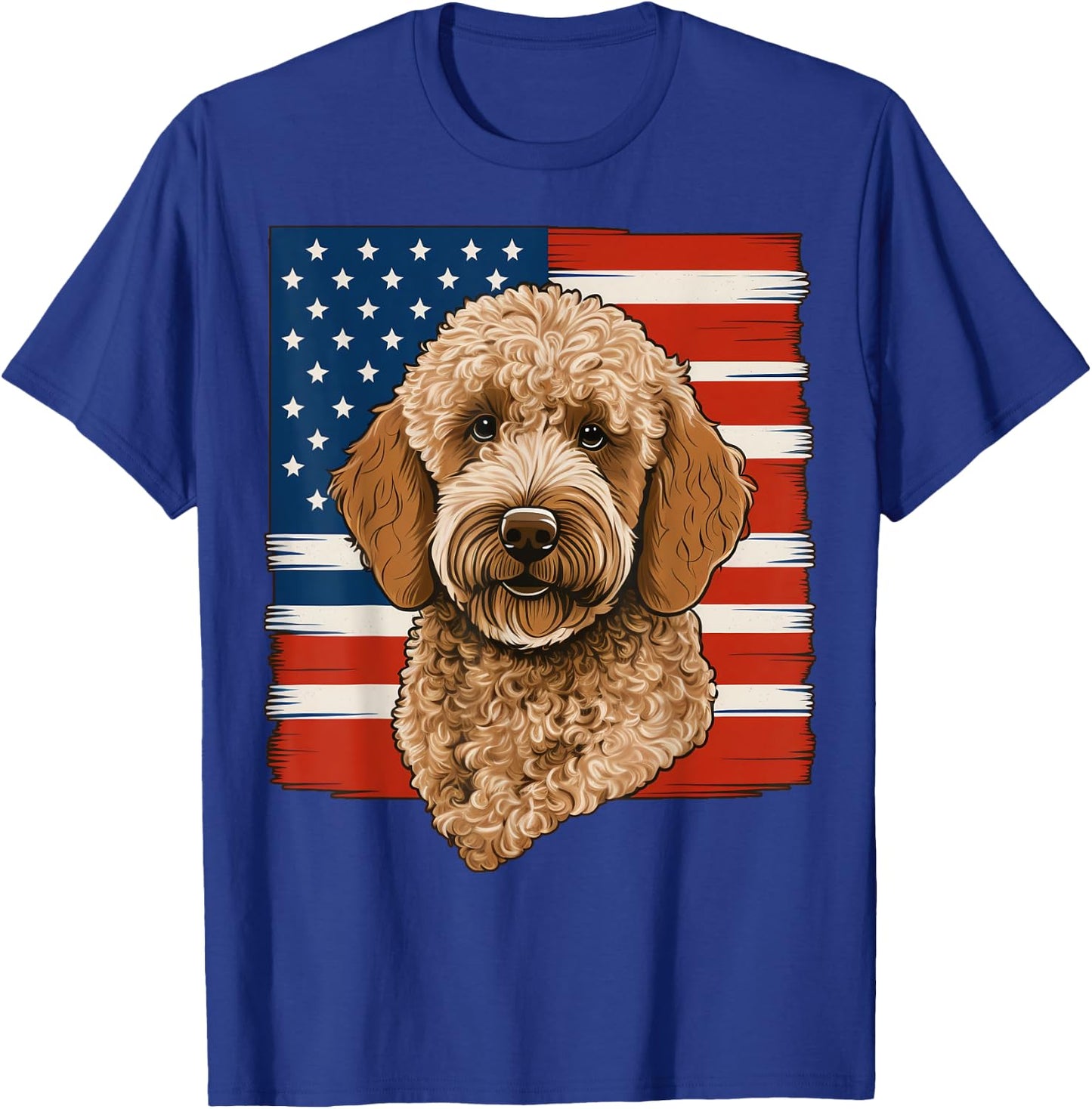 4th Of July Goldendoodle on Patriotic American Golden Doodle Kids Men T-Shirt - T-Shirt | Royal