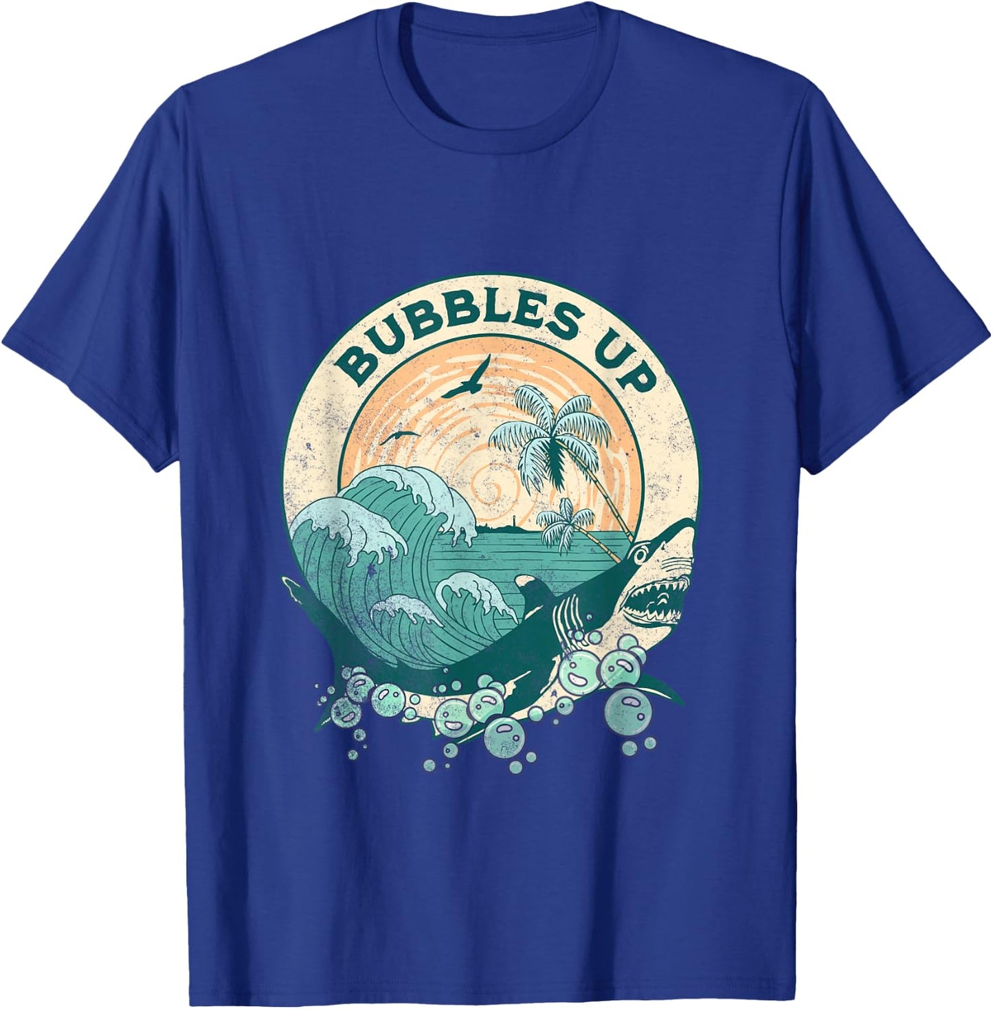 Cool Vintage Bubbles Up Shark Women And Kids T-Shirt - T-Shirt | Royal