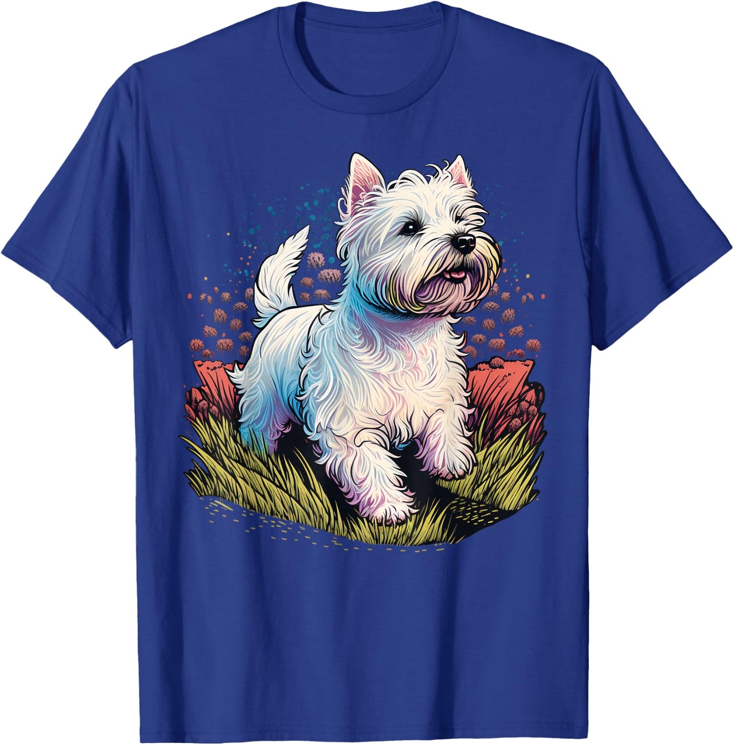 Cute West Highland White Terrier Dog on Westie Lover T-Shirt - T-Shirt | Royal