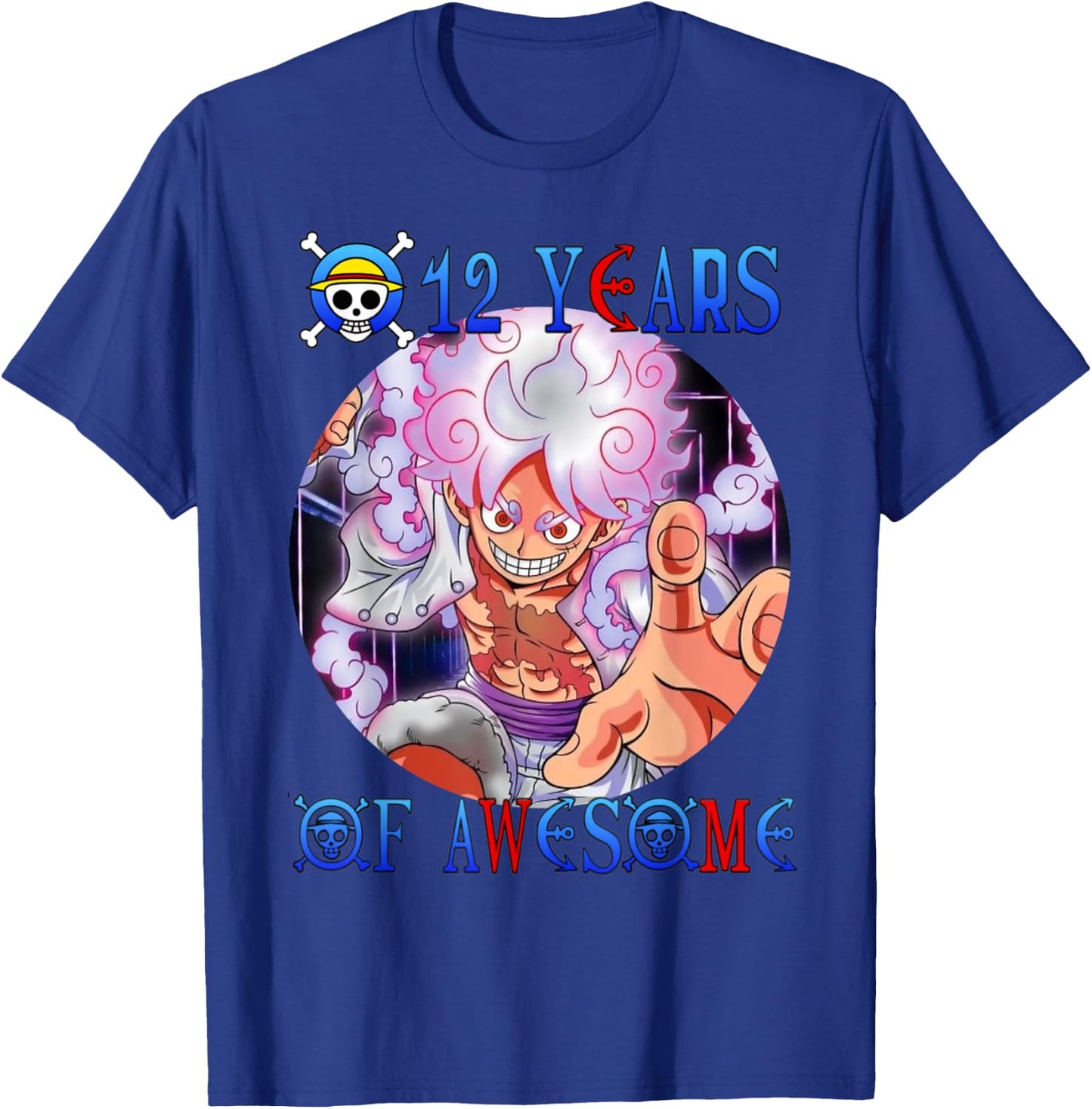 12 Years Of Awesome 12th Birthday Anime Birthday Theme T-Shirt - T-Shirt | Royal
