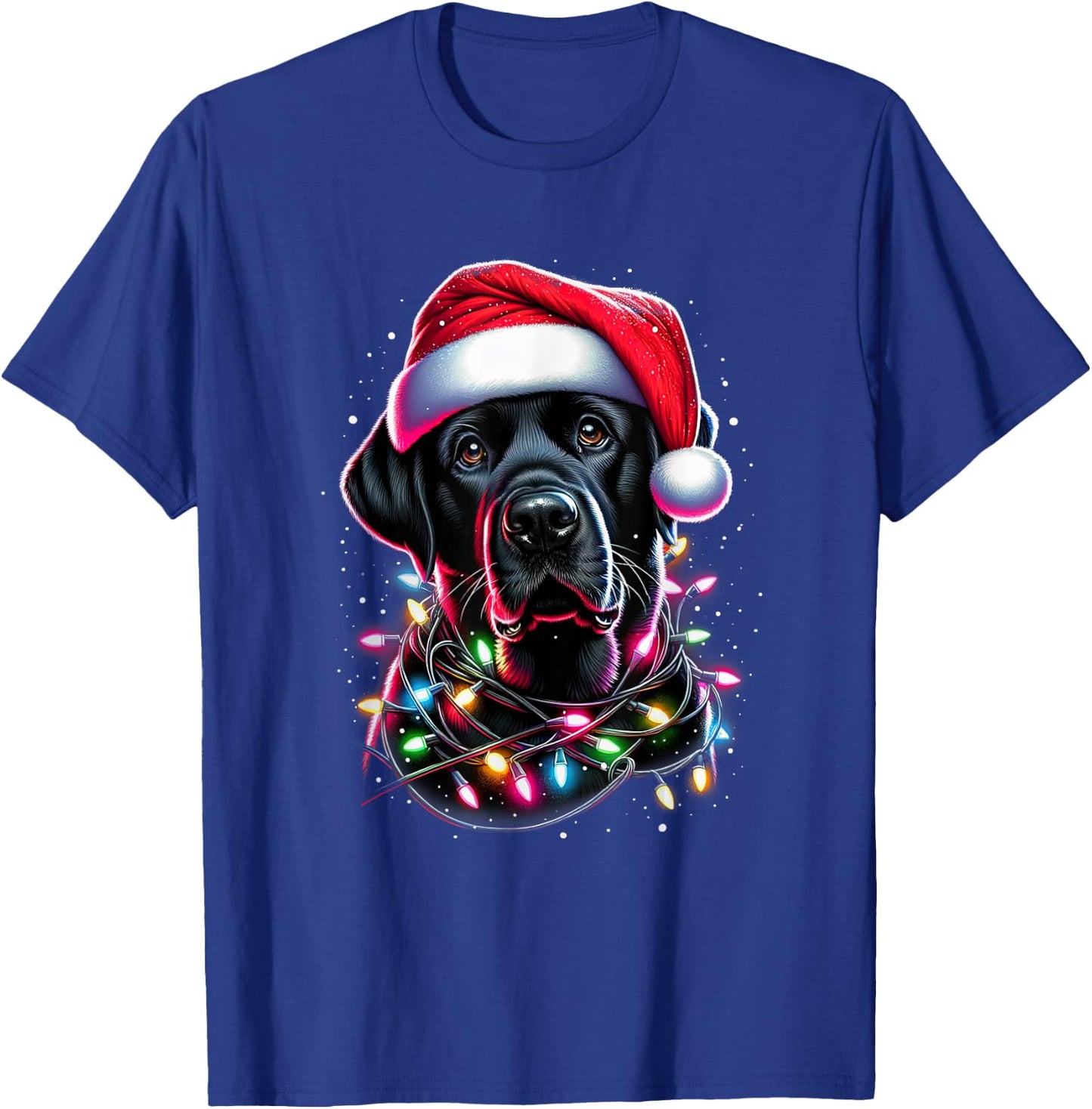 Black Lab Labrador Christmas Tree Light Pajama Dog Xmas T-Shirt - T-Shirt | Royal
