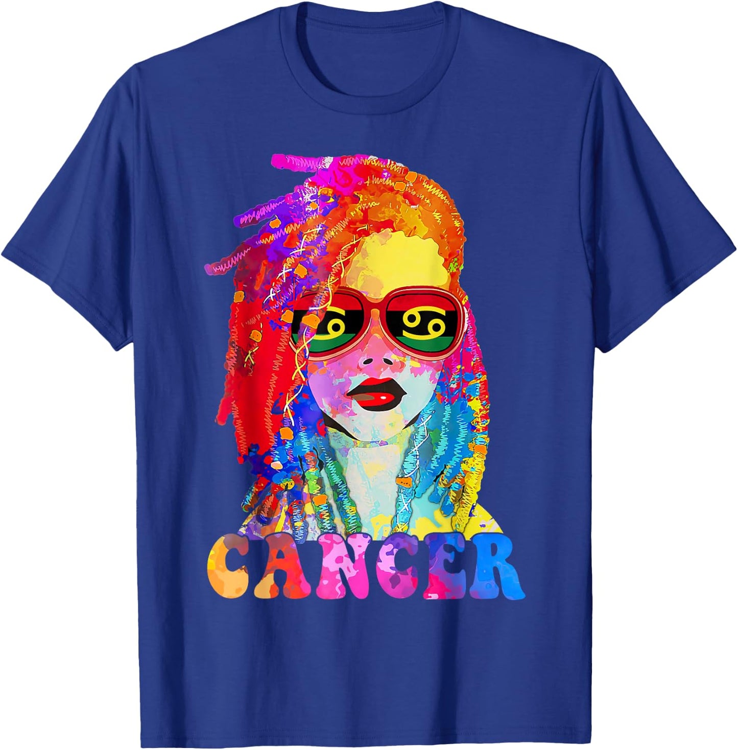Cancer Loc'd Woman Black Queen Art Zodiac Birthday T-Shirt - T-Shirt | Royal