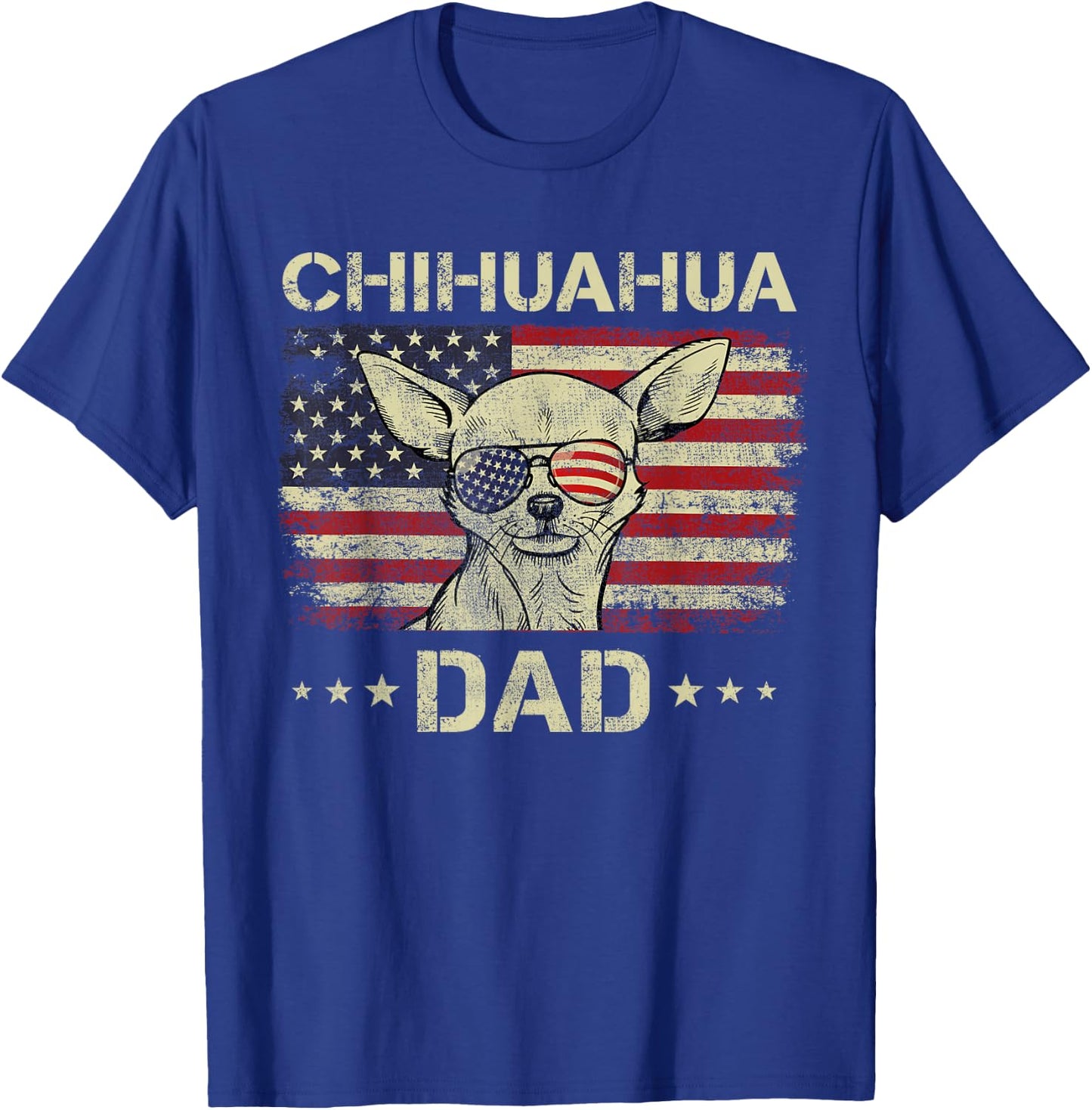 Chihuahua Dad Dog Lovers American Flag 4th Of July Men T-Shirt - T-Shirt | Royal