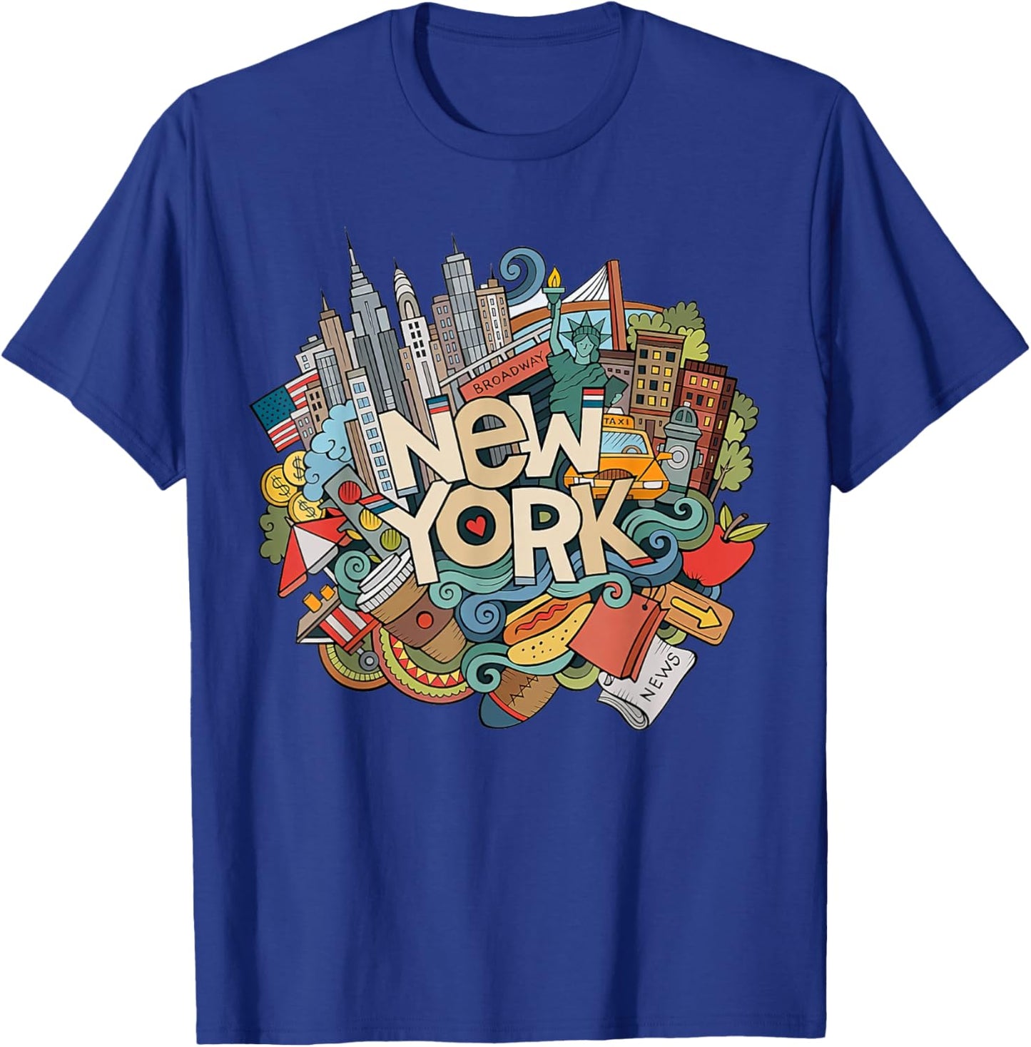 New York City NYC Iconic Skyline Big Apple Gift Souvenir T-Shirt - T-Shirt | Royal