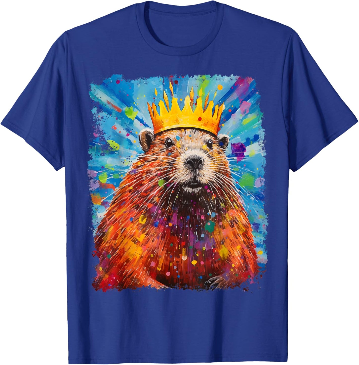 Pop Art Colorful Beaver King Queen T-Shirt - T-Shirt | Royal