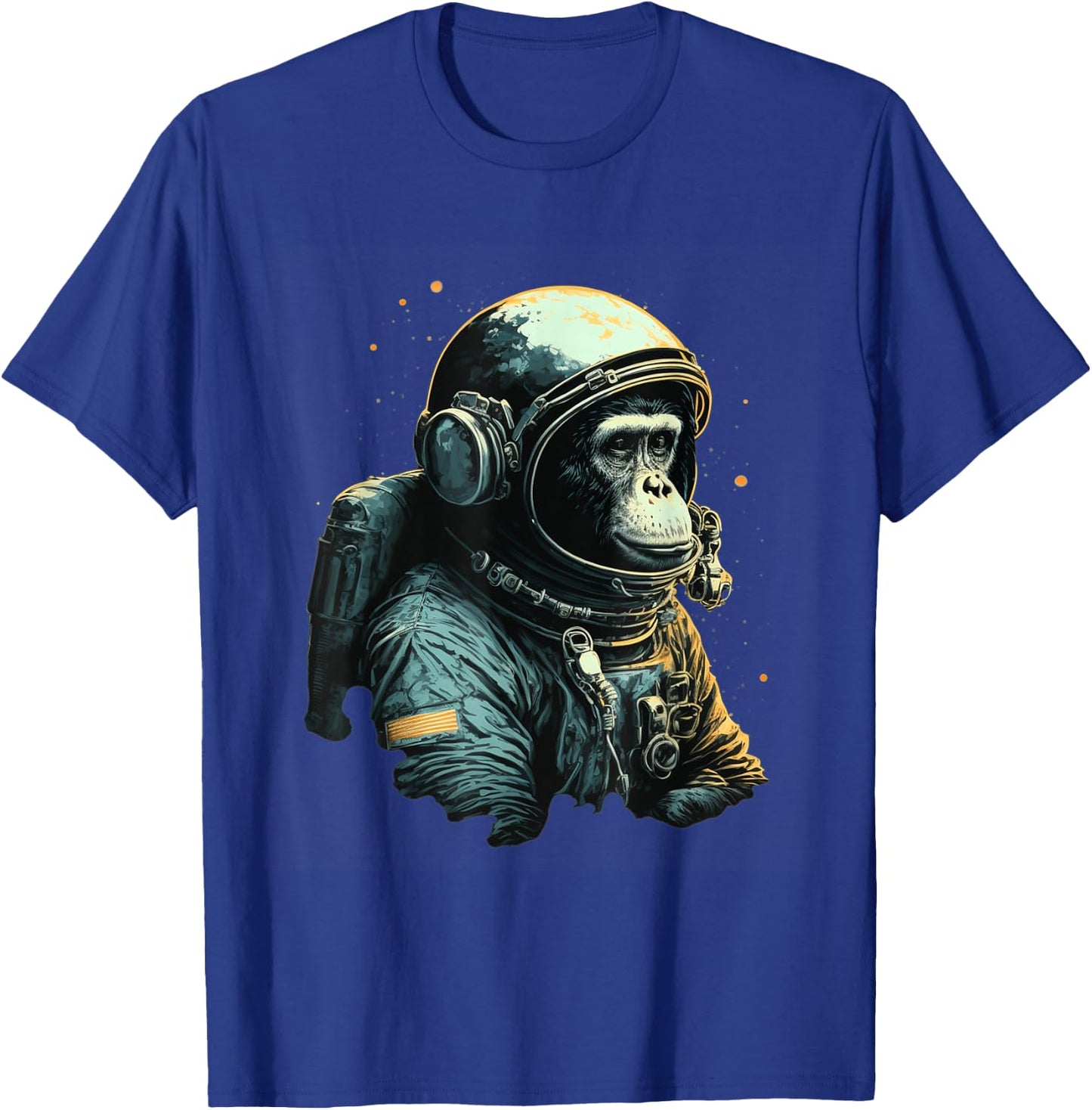 Chimpanzee Space Astronaut Travel Monkey Vintage Design T-Shirt - T-Shirt | Royal