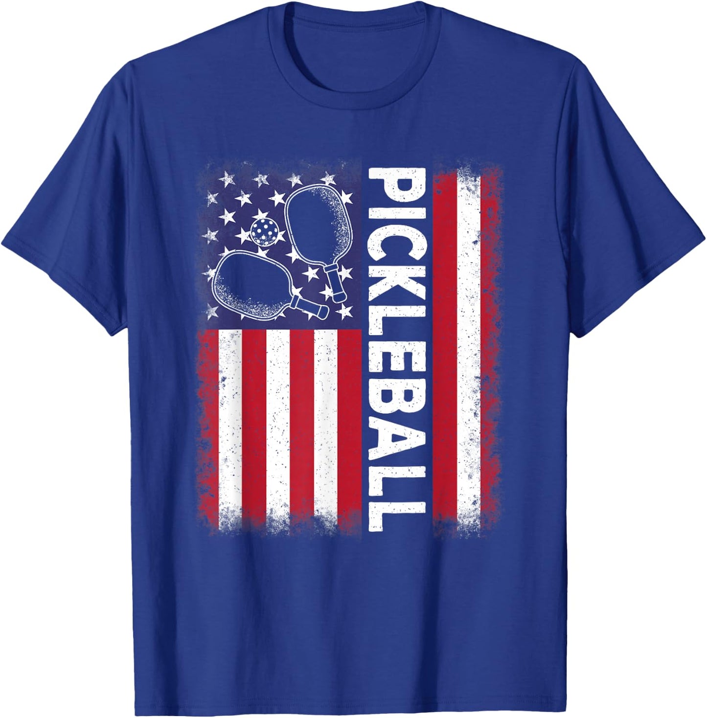 Pickleball American Flag Funny Pickleball Vintage Men Women T-Shirt - T-Shirt | Royal