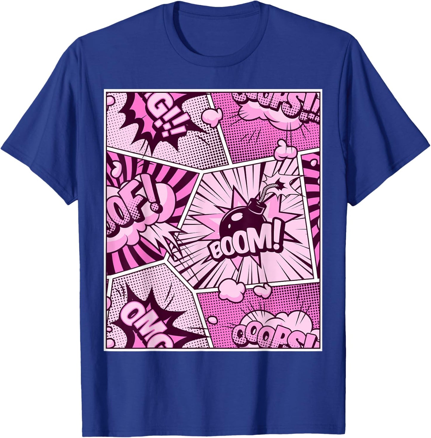 Comic Book Pink Color Graphic T-Shirt - T-Shirt | Royal