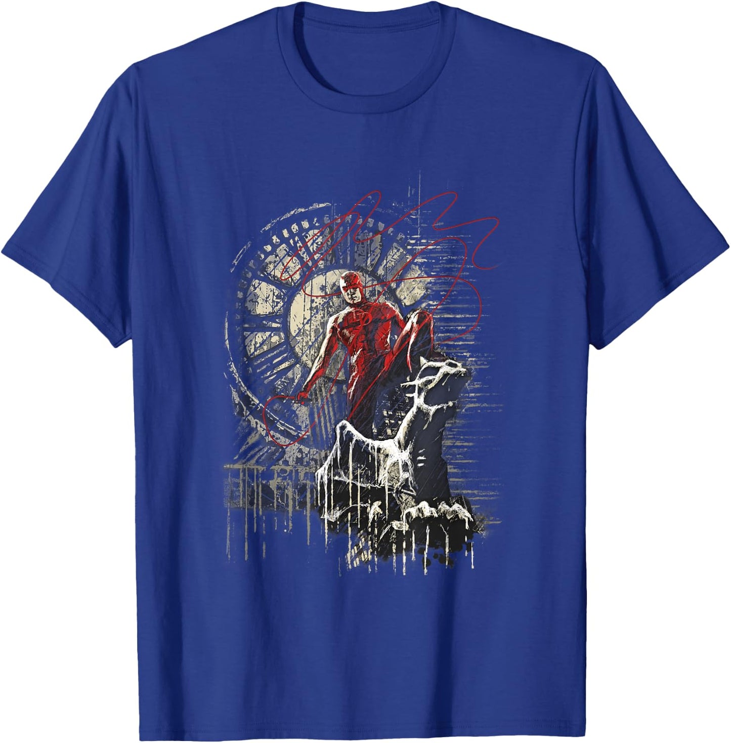Marvel Comics Retro Classic Daredevil Standing On Gargoyle T-Shirt - T-Shirt | Royal