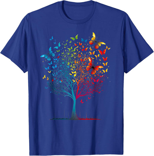Butterfly Tree Beautiful Women Men Kids Graphic Small T-Shirt - T-Shirt | Royal
