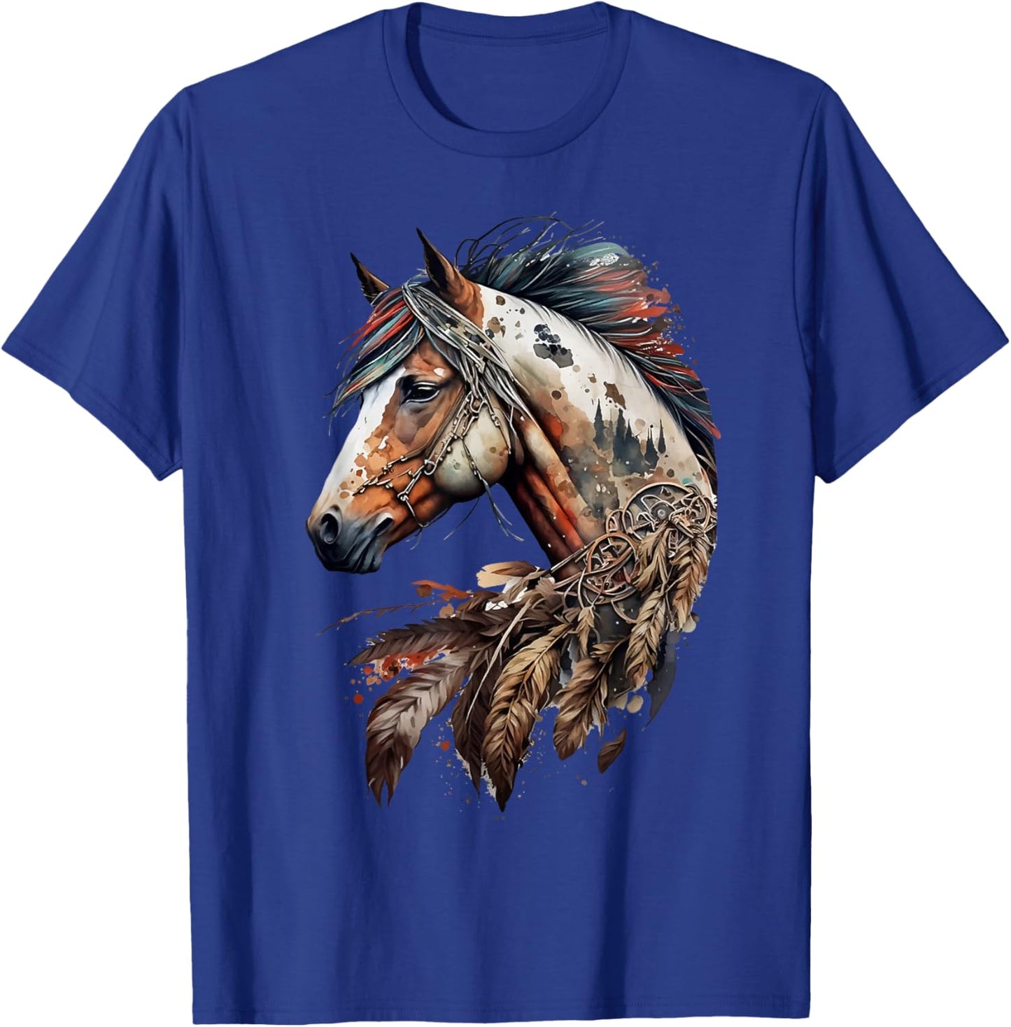 Bohemian Horse Portrait Horseback Native Equestrian Themed T-Shirt - T-Shirt | Royal