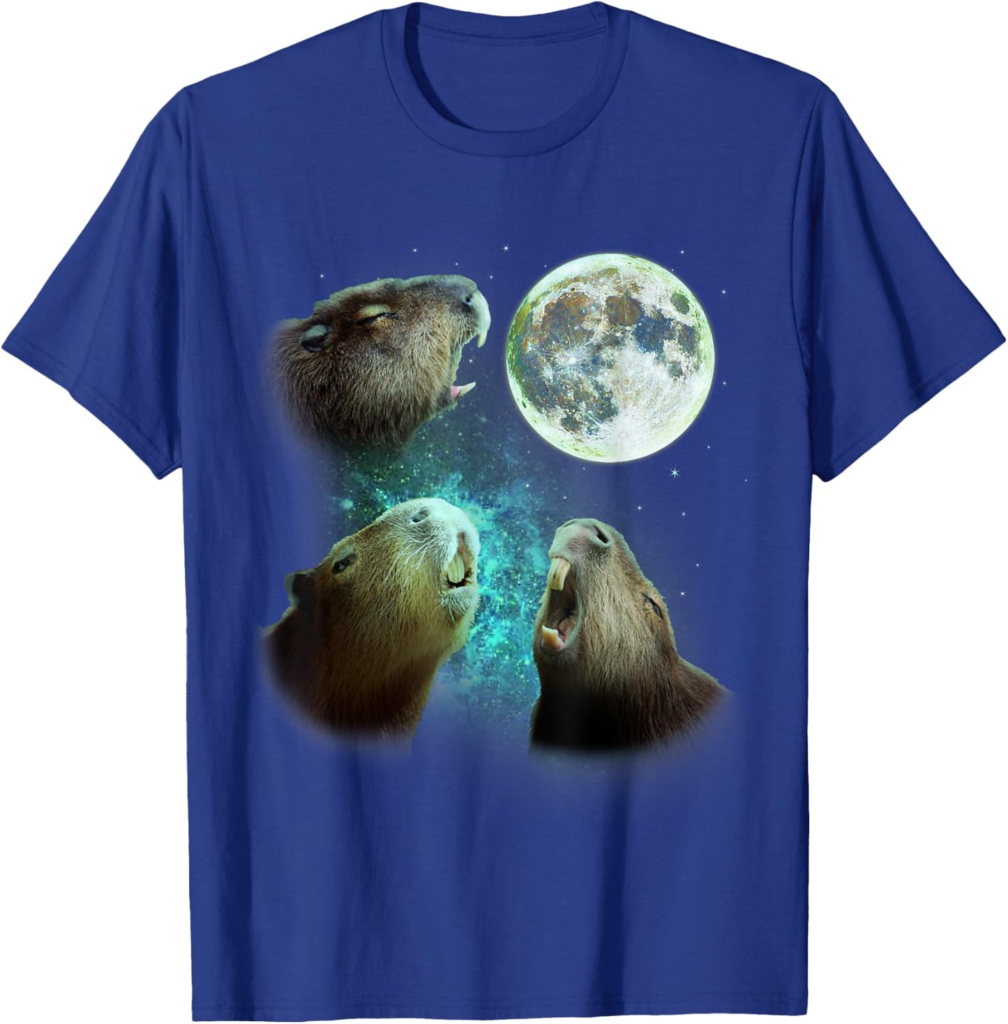 Three Capybaras Howl At Moon 3 Wolfs - Wolves Parody T-Shirt - T-Shirt | Royal