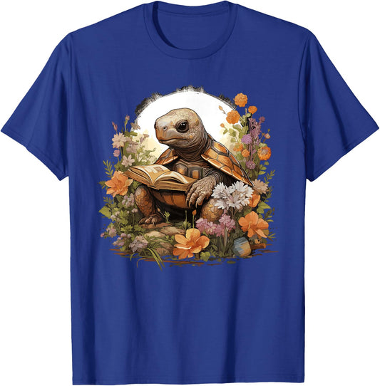 Cottagecore Turtle Reading Aesthetic Book Outfit T-Shirt - T-Shirt | Royal