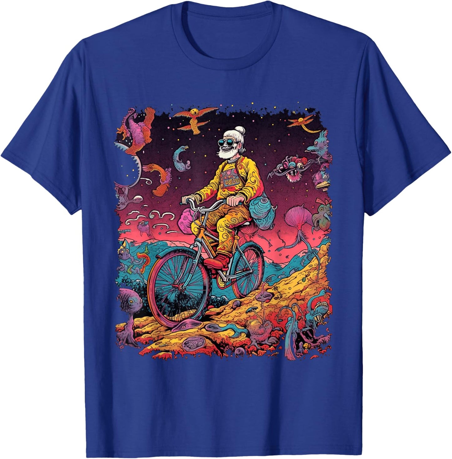 Bicycle Day Hofmann Trip | Psychedelic Comic Style Hippie T-Shirt - T-Shirt | Royal
