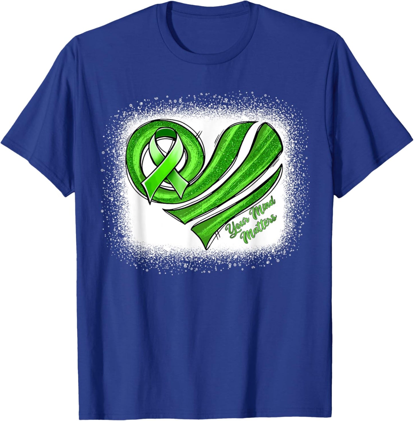 Mental Health Awareness Heart Green Mental Health Matters T-Shirt - T-Shirt | Royal