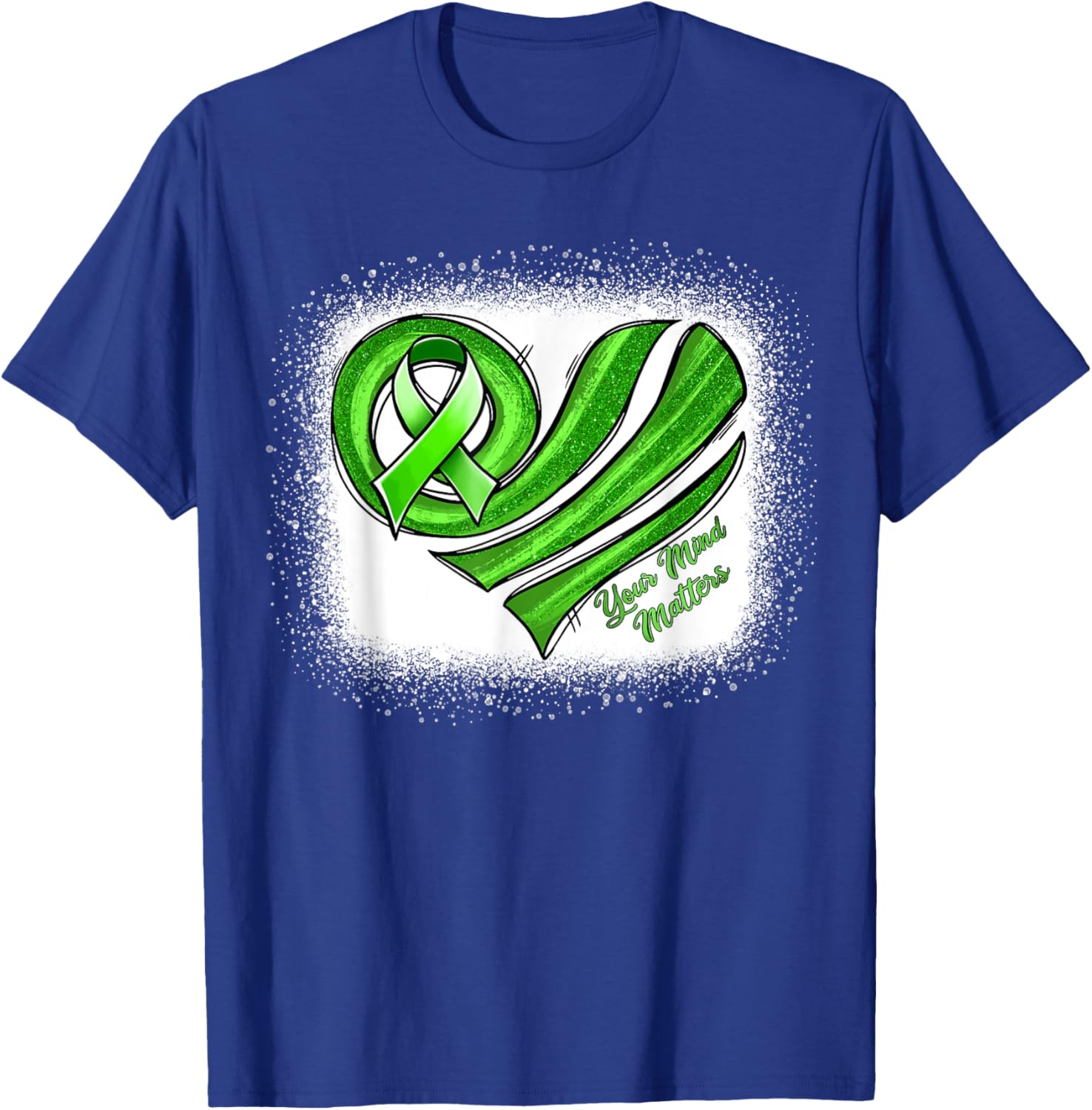 Mental Health Awareness Heart Green Mental Health Matters T-Shirt - T-Shirt | Royal