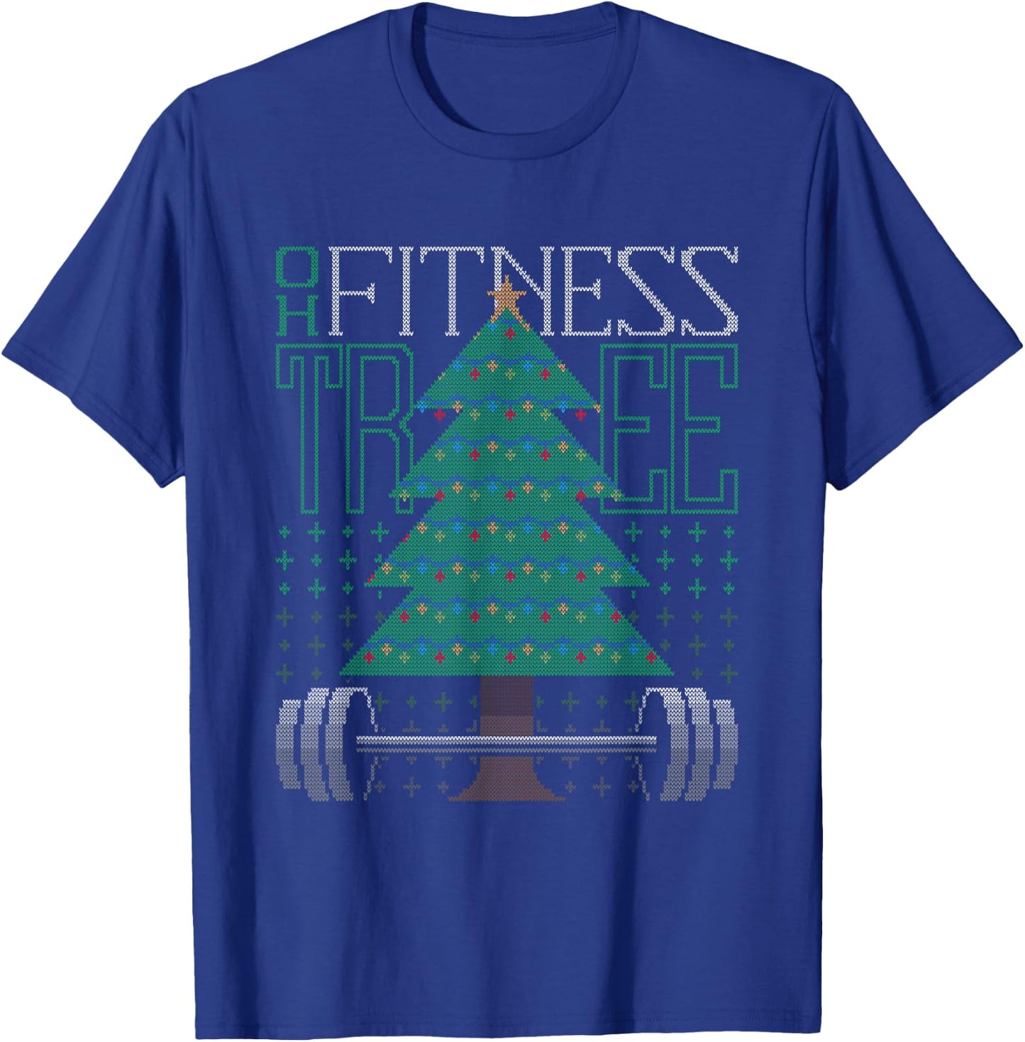 Oh Fitness Tree Christmas Workout Xmas Gym Weight Lifting T-Shirt - T-Shirt | Royal
