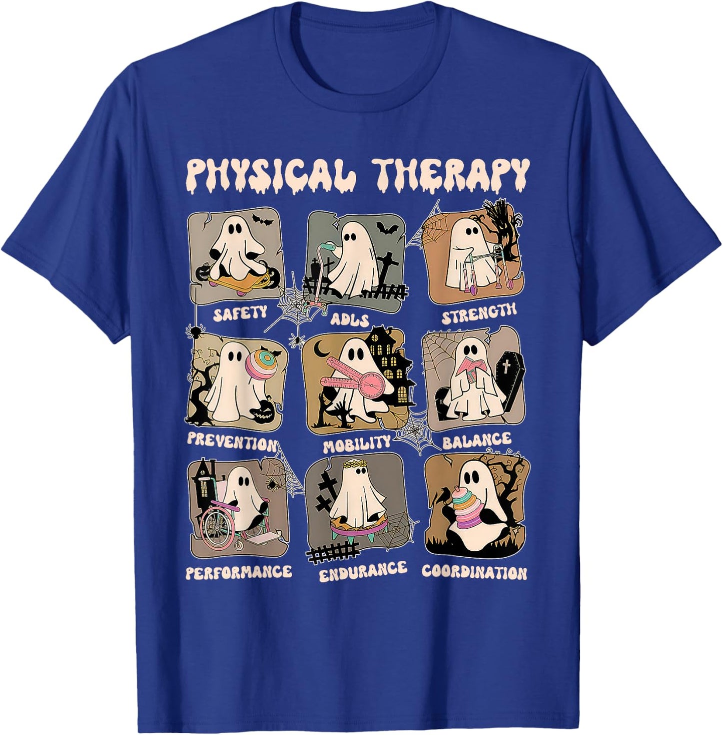 Cute Ghost Physical Therapy PT Physical Therapist Halloween T-Shirt - T-Shirt | Royal