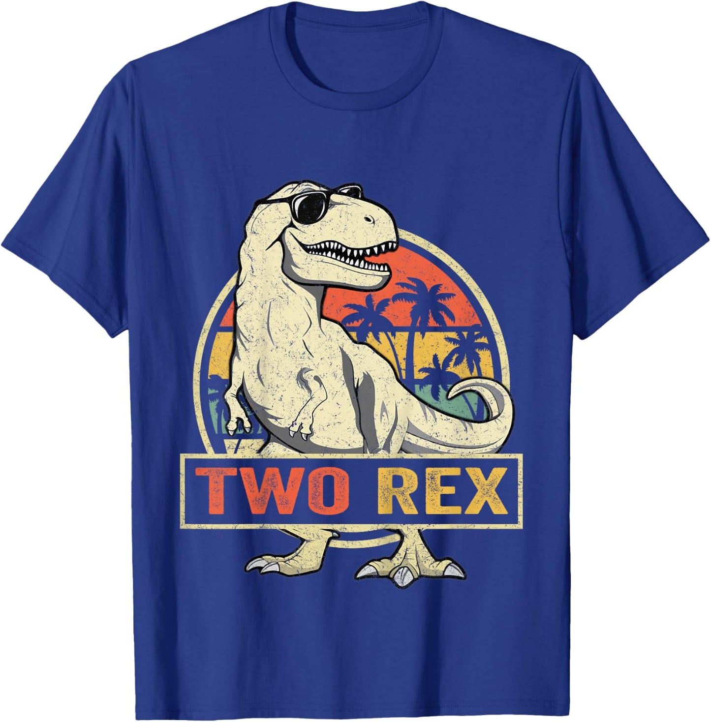 Kids Two Rex 2nd Birthday Boy Second Dinosaur 2 Year Old Boys T-Shirt - T-Shirt | Royal