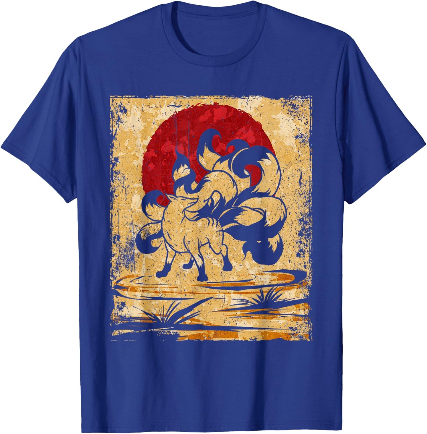 Nine Tailed Fox Japanese Art Retro T-Shirt - T-Shirt | Royal