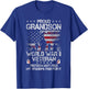 Proud Grandson Of WWII Veteran US Flag Vintage Veteran Day T-Shirt - T-Shirt | Royal