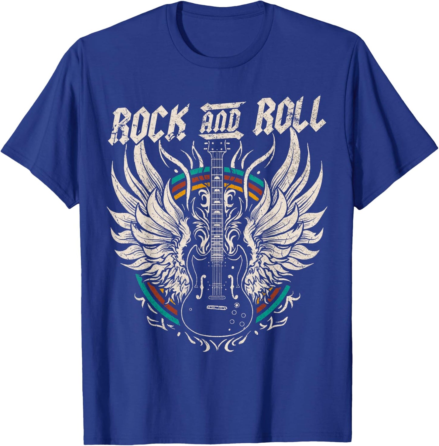 Rock and Roll Guitar Vintage Rock Music T-Shirt - T-Shirt | Royal