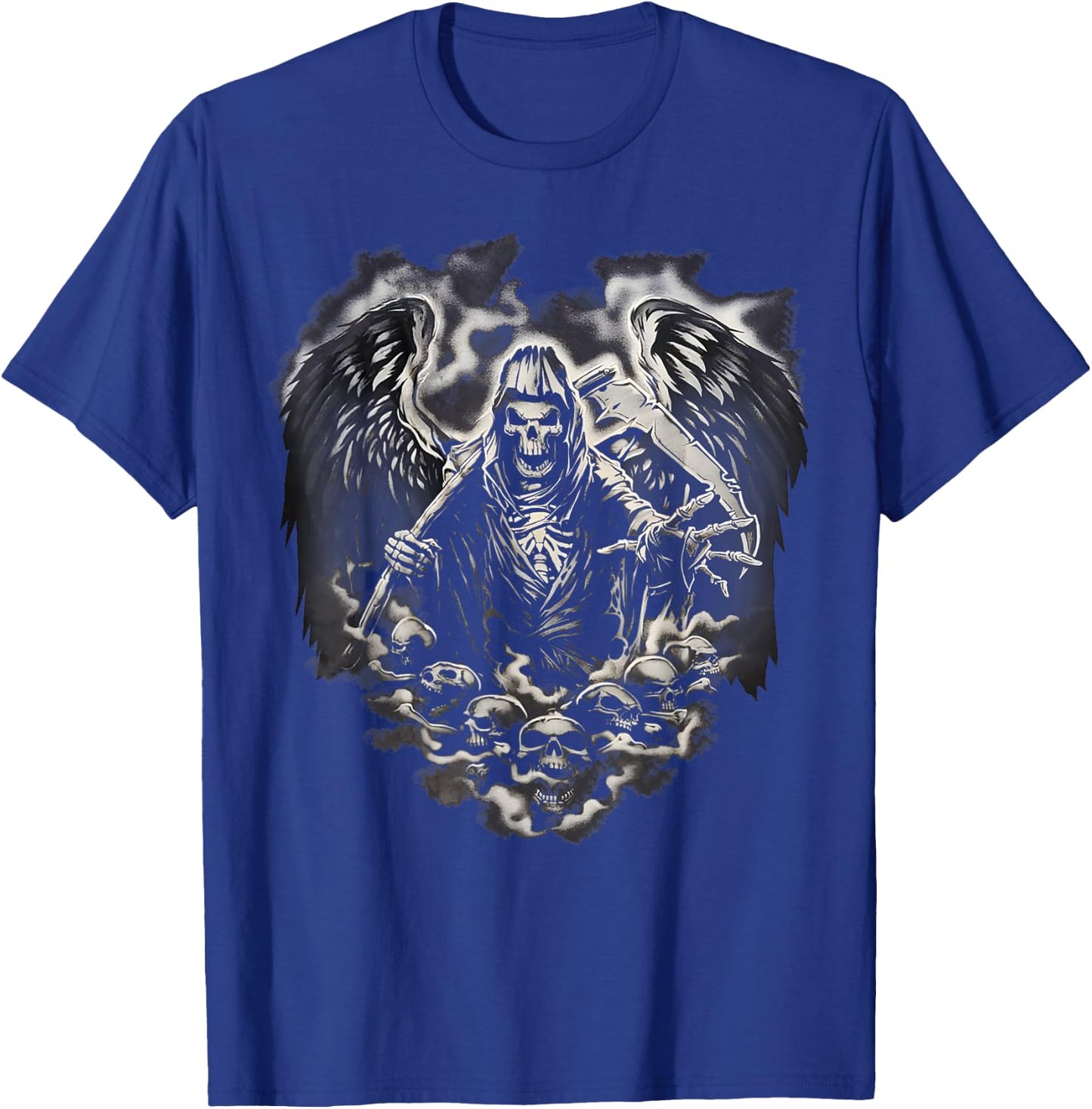 Grim Reaper Skull Heart Scythe Skeleton Angel Death Horror T-Shirt - T-Shirt | Royal