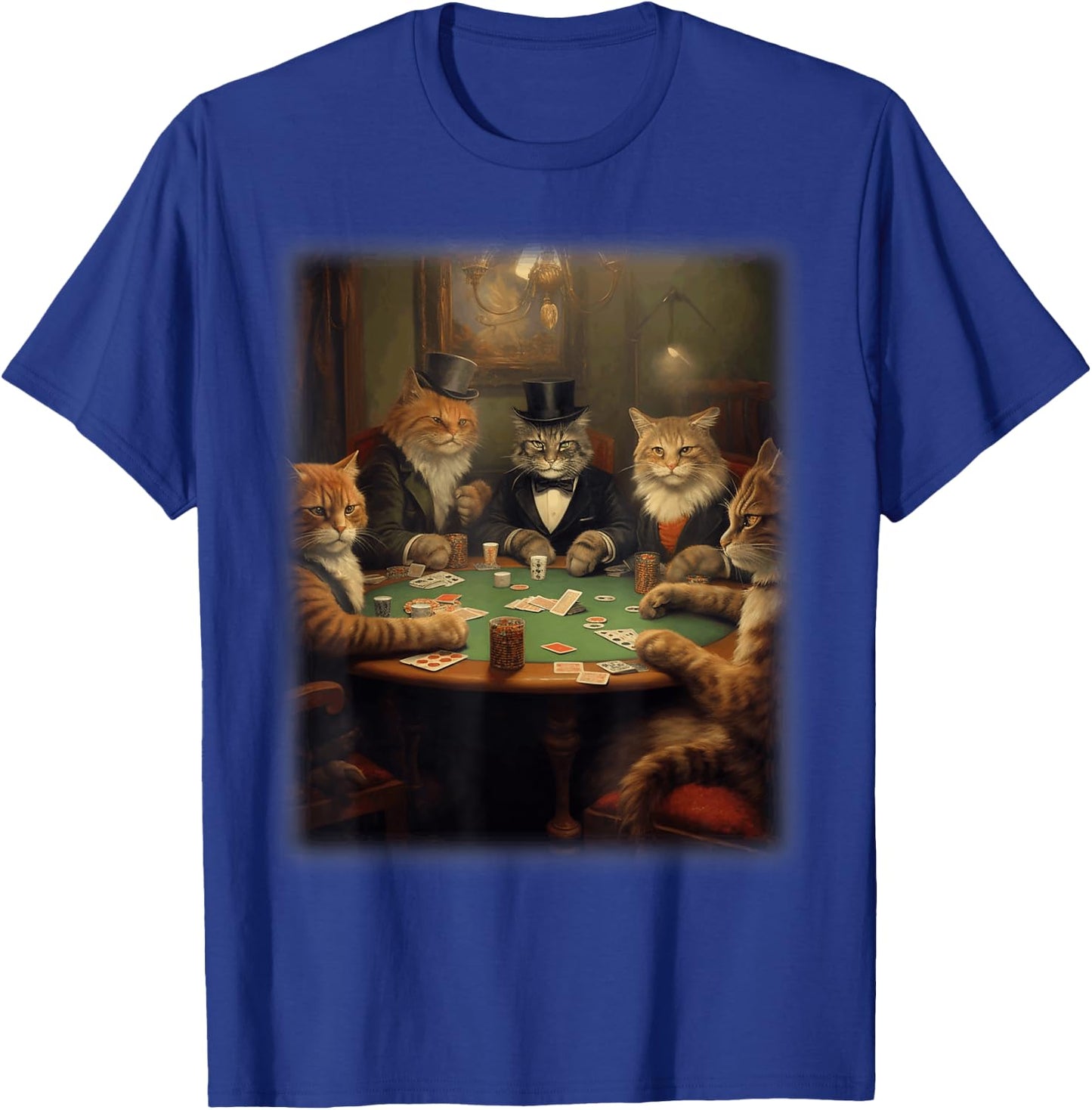 Cats Playing Poker | A Friend in Need | Funny Cat Lover Art T-Shirt - T-Shirt | Royal